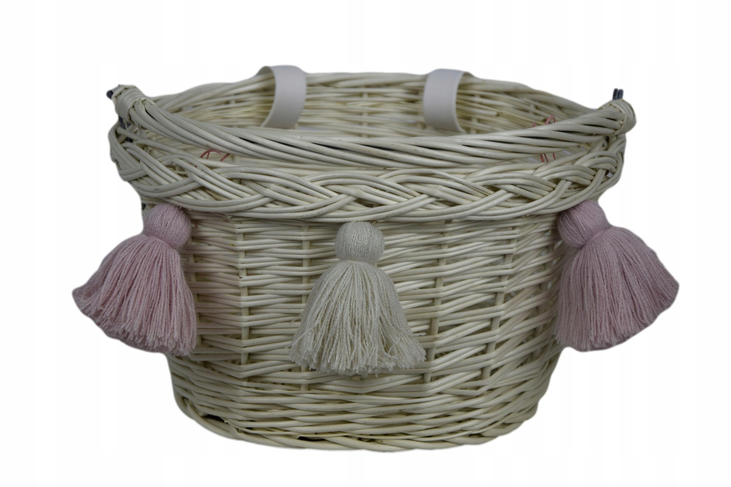 Biały Koszyk wiklinowy na Rower Hulajnogę Mały