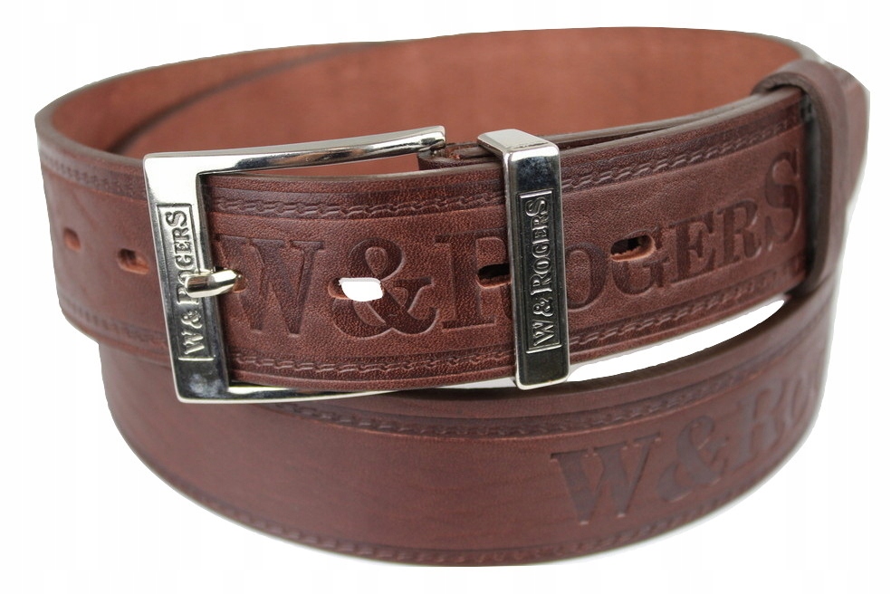 75 PASEK BRĄZOWY MĘSKI Z PRAWDZIWEJ SKORY SPODNI