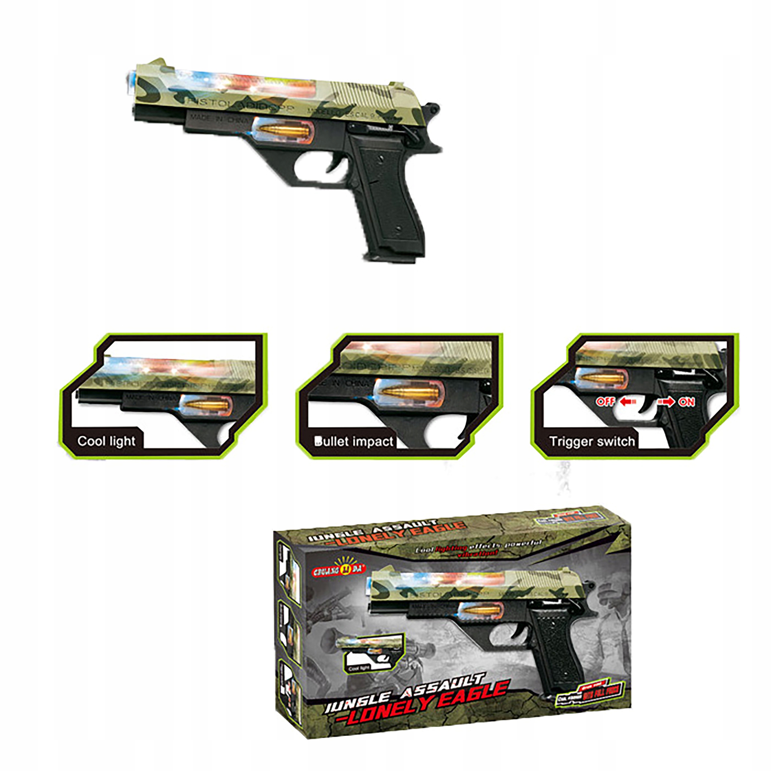 PISTOLET DLA DZIECI DŹWIĘKOWY ŚWIECĄCY NA BATERIE Marka inna