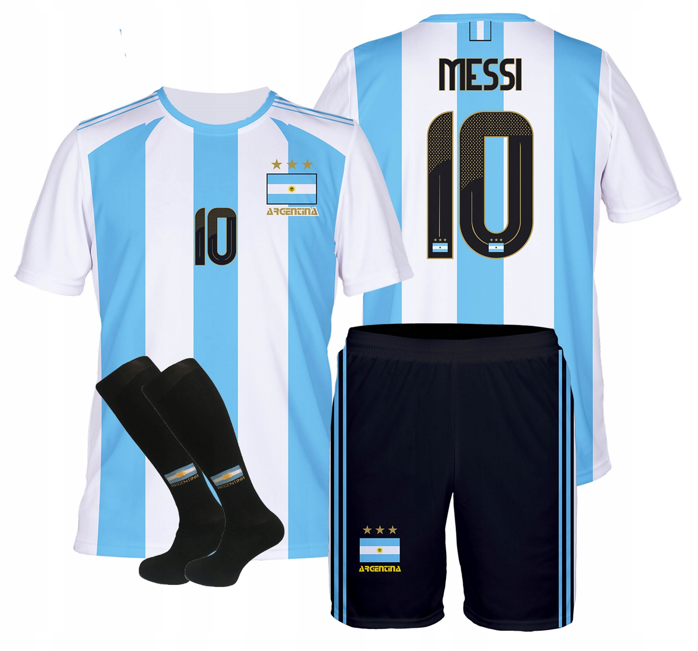 MESSI ARGENTYNA KOMPLET STRÓJ ROZMIAR 116 + GETRY