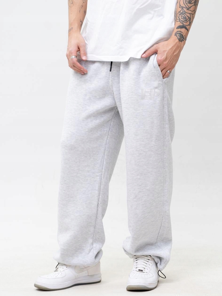Široké Teplákové Kalhoty Baggy Pánské Šedé El Polako Volné Tepláky M