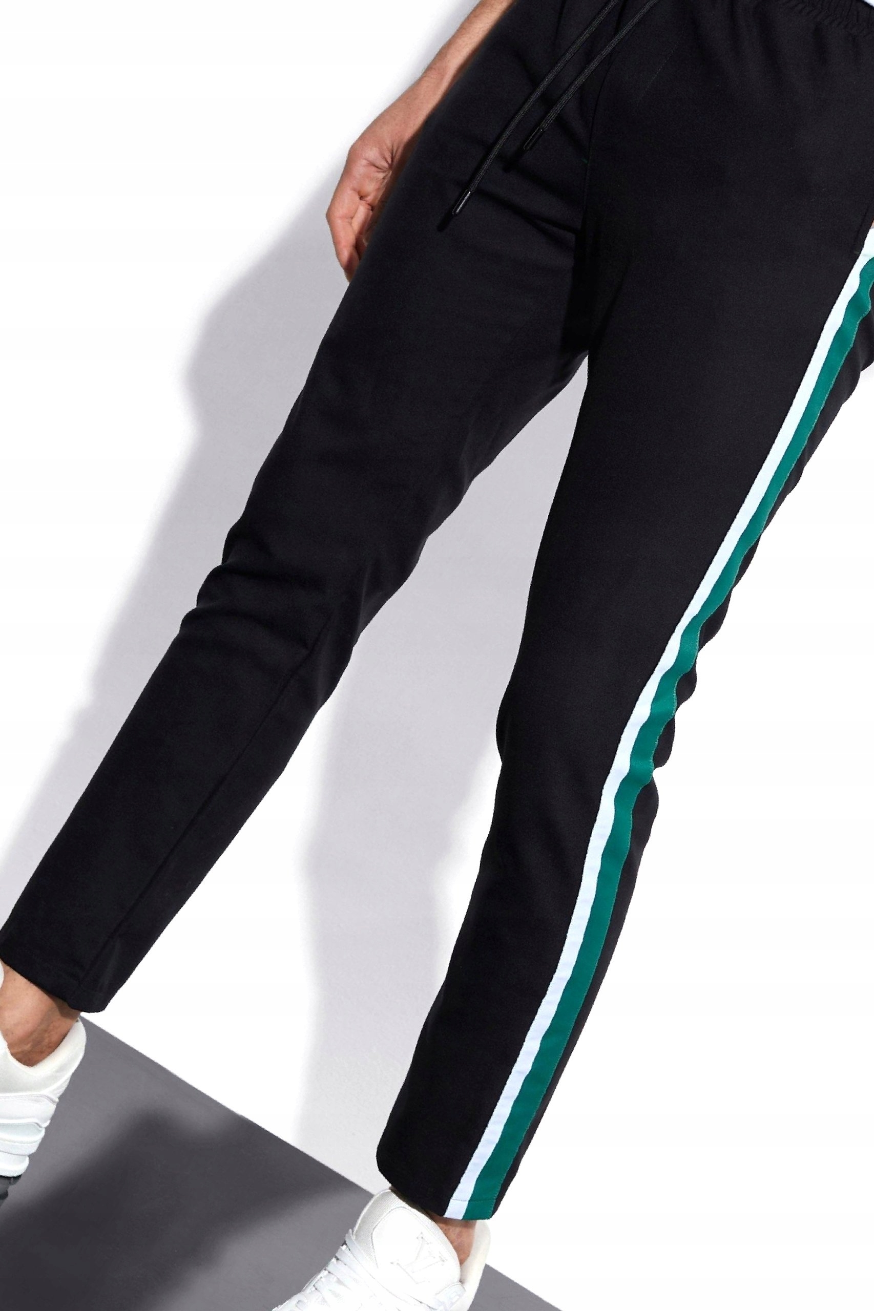 Pánské kalhoty Boohoo s lampasy Skinny Černé Casual XL