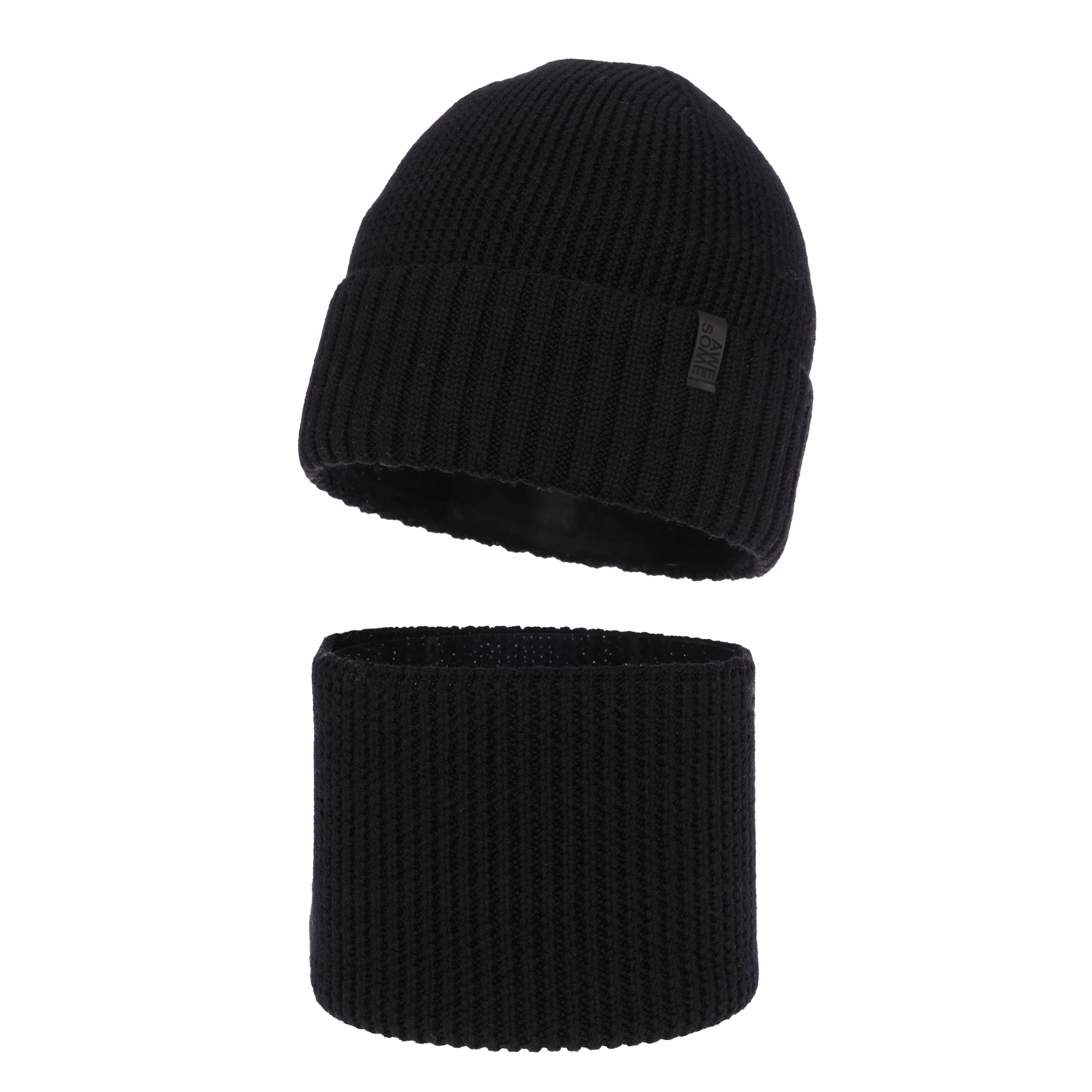 Komplet dla chłopca czarny Harbin 100% wełna merino z podszyciem 50-52