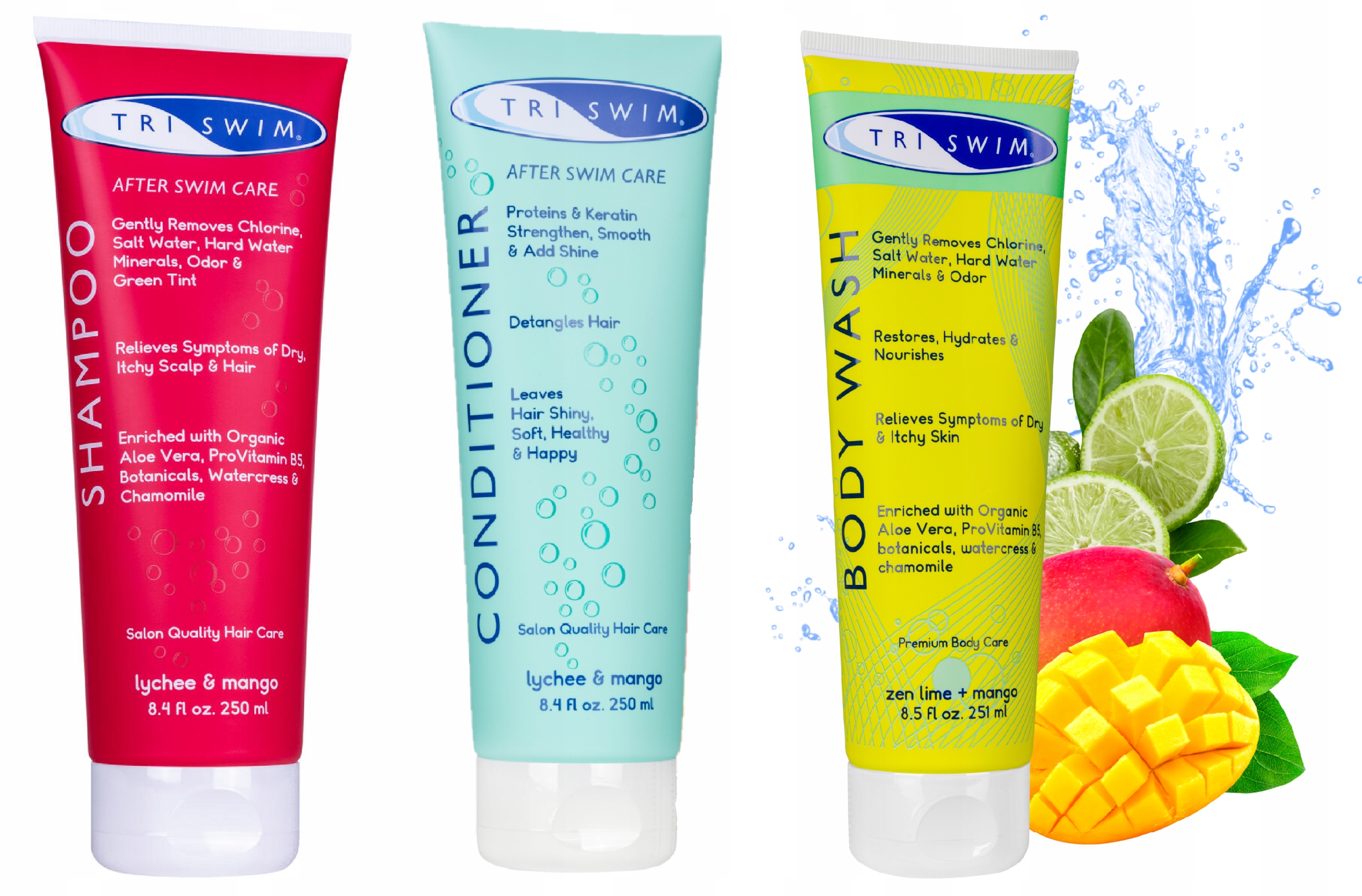 Żel pod prysznic Szampon Odżywka Triswim Zestaw usuwa zapach chloru