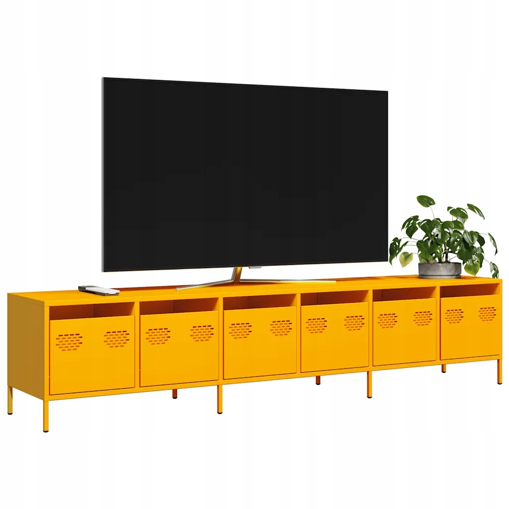 Tv skříňka žlutá 202 x 39 x 43,5 cm ocel válcovaná za studena Žlutá 3307152