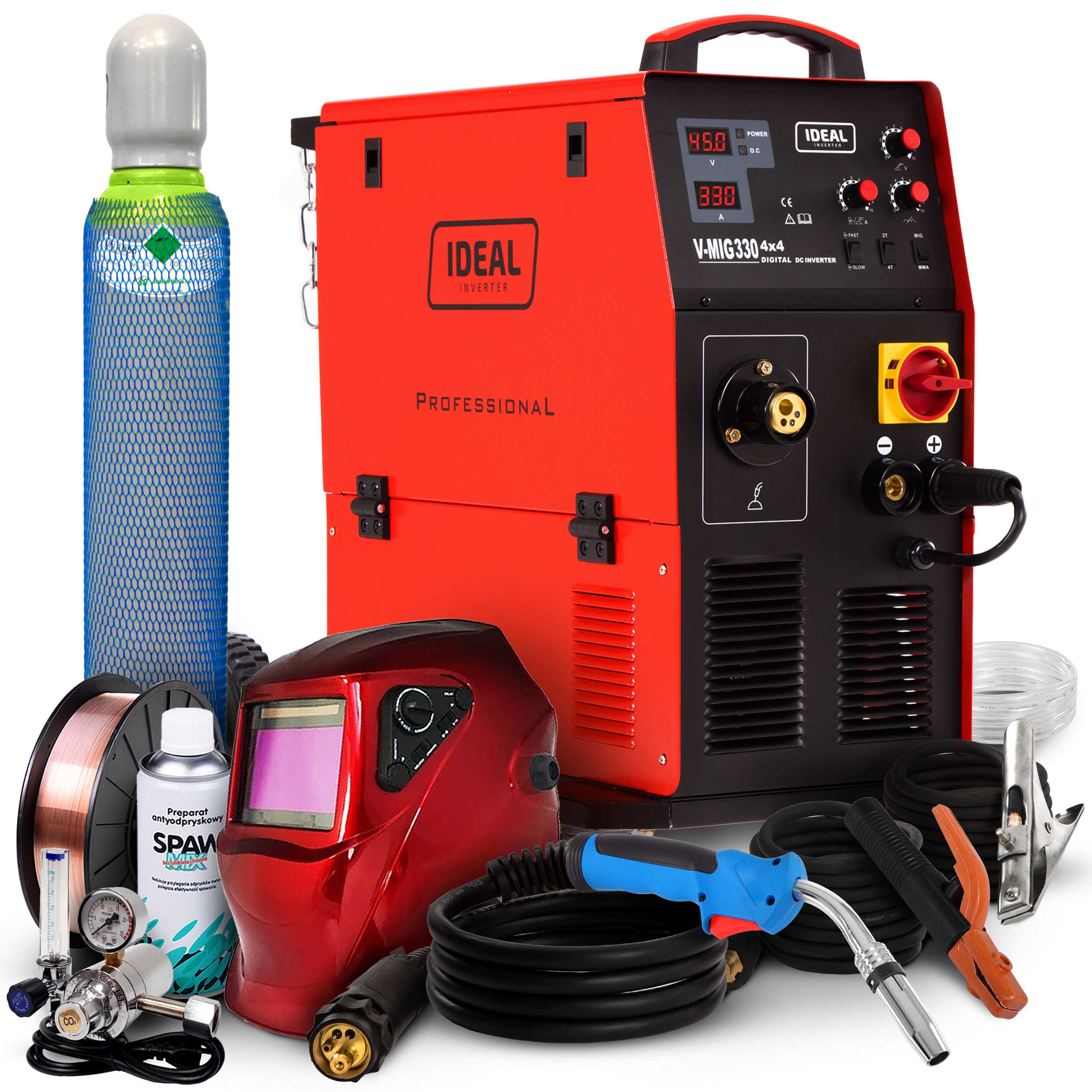 Poloautomatický Svařovací Stroj Ideal V-mig 330 4X4 Mma Flux 400V 330A Hliník
