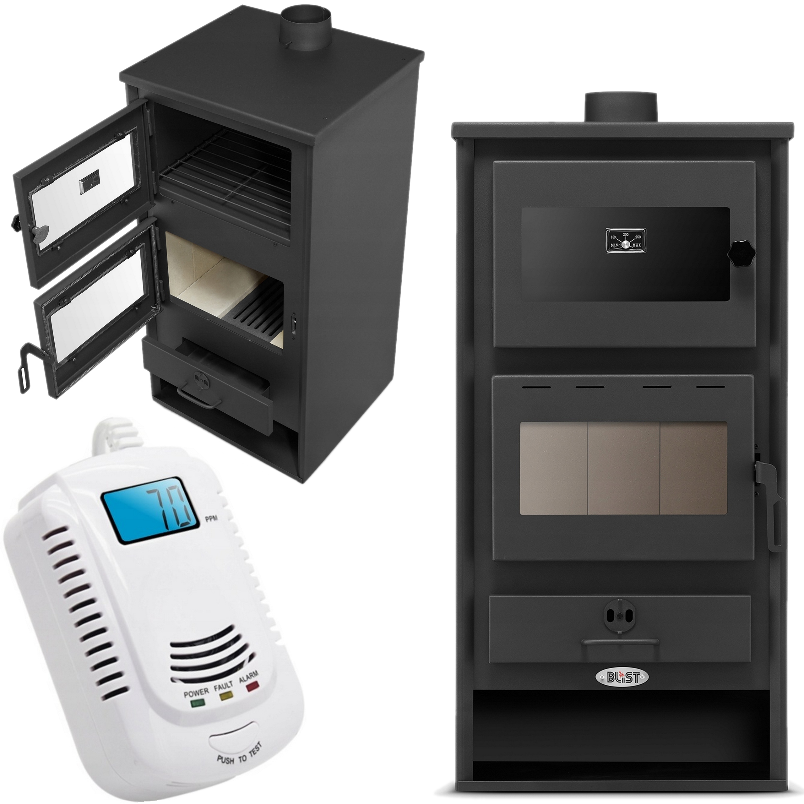 Kamna krb koza ocelová s troubou trouba 10,6 Kw až 106 m2