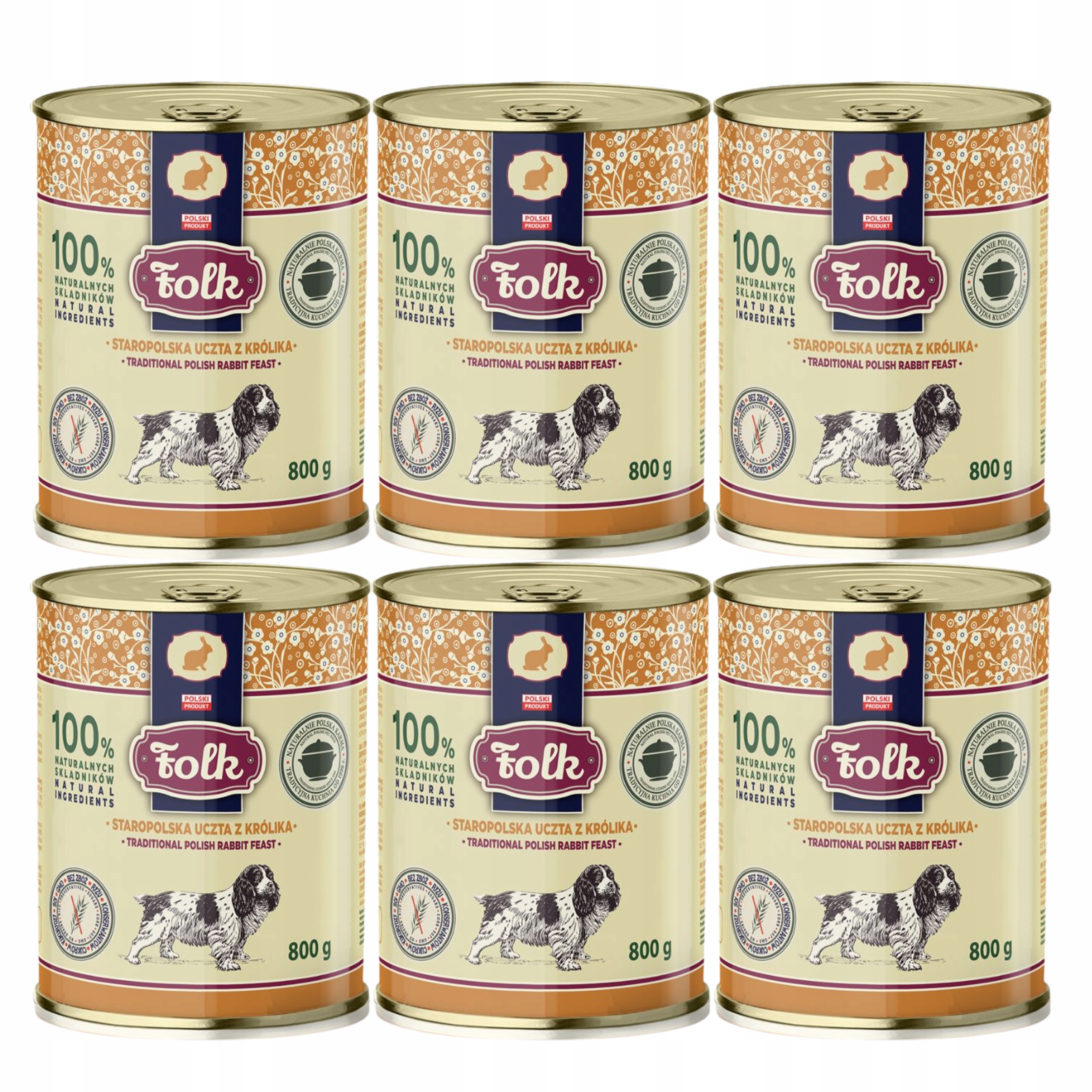 Levně Folk Krmivo pro psy Staropolská Hostina Králík 6 x 800 g bez obilovin