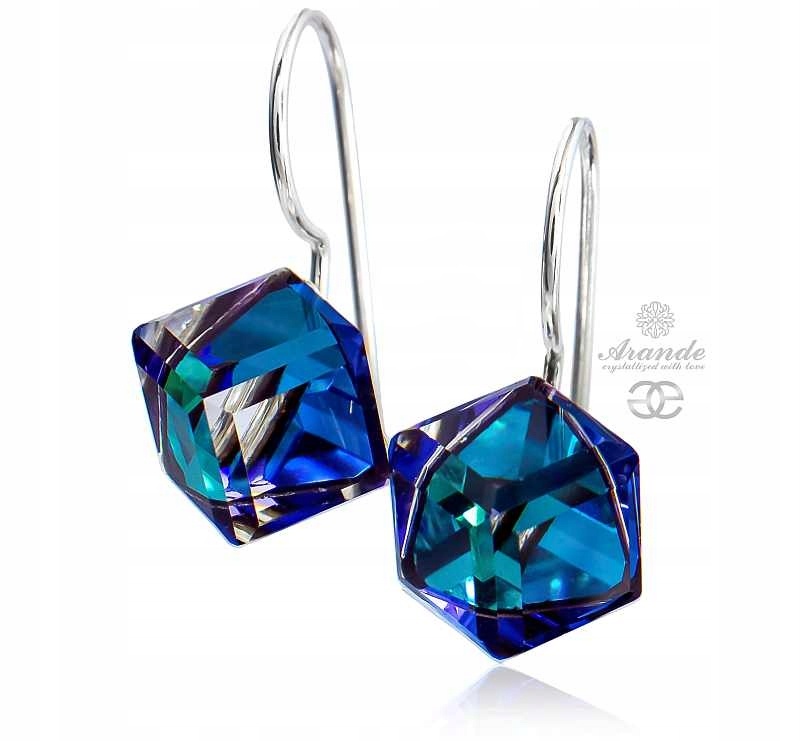 Křišťálové Náušnice Bermuda Cube Stříbro Arande