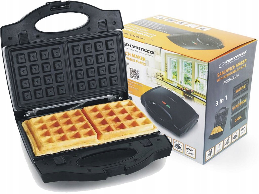 TOSTER DO KANAPEK GRILL OPIEKACZ GOFROWNICA 3 w 1 Marka Esperanza