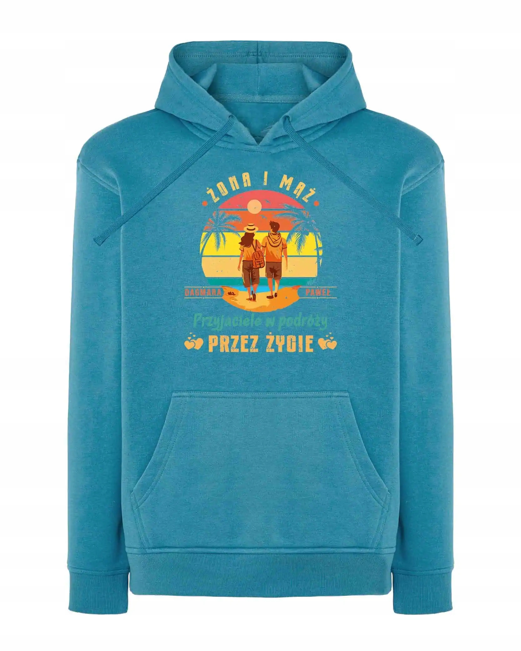 Mikina s kapucí Personalizovaná Manželství Manželka Manžel Modrá L