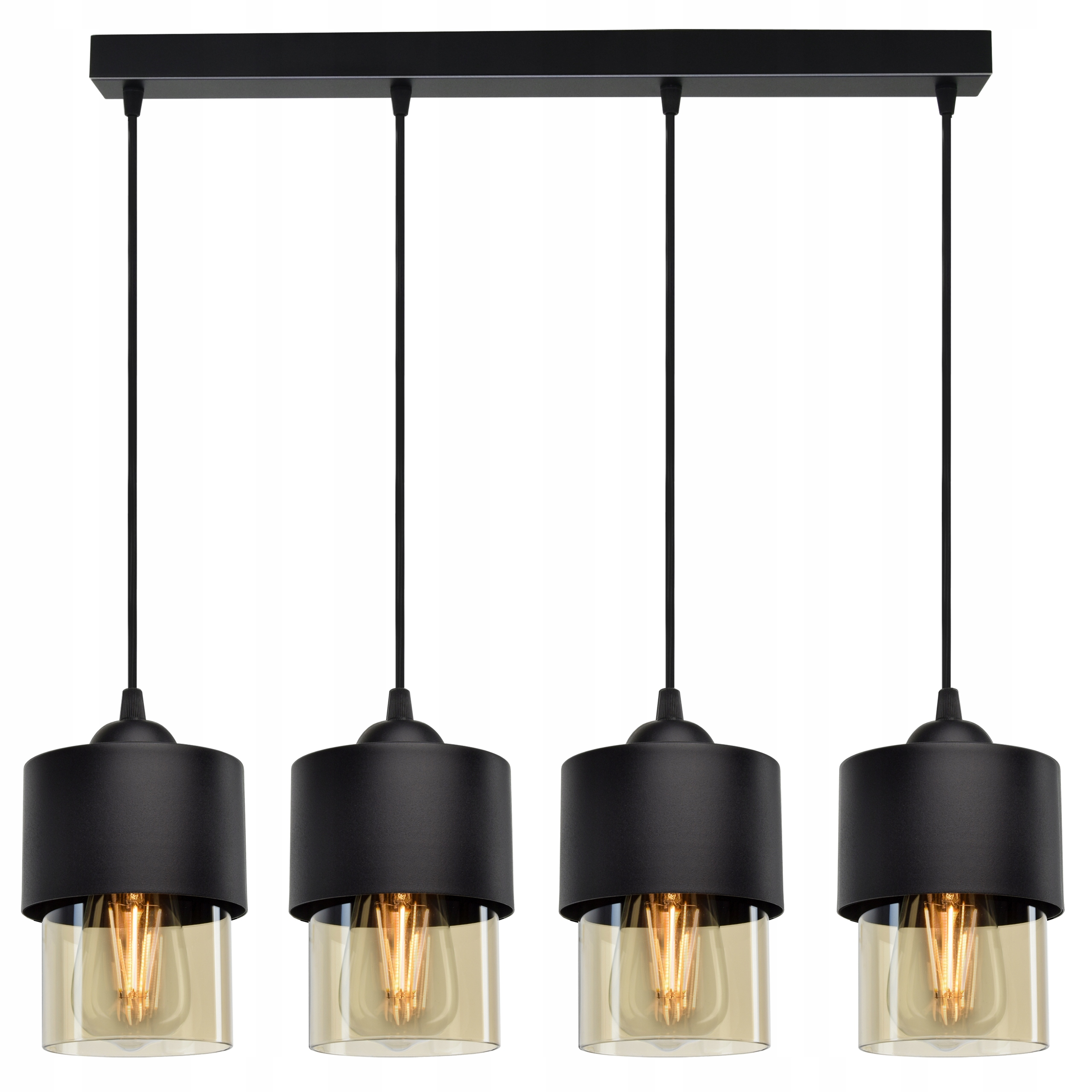 

Lampa Wisząca Żyrandol Klosze Metal Szkło Miód Led