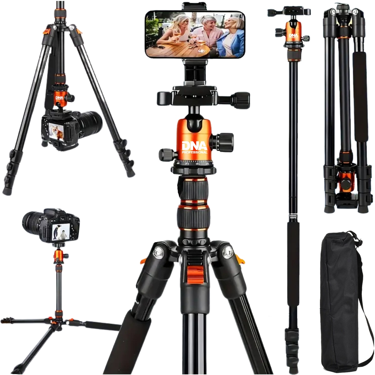Statyw Fotograficzny Wysoki Do Aparatu Kamery Głowica 3D Stabilny 170 CM
