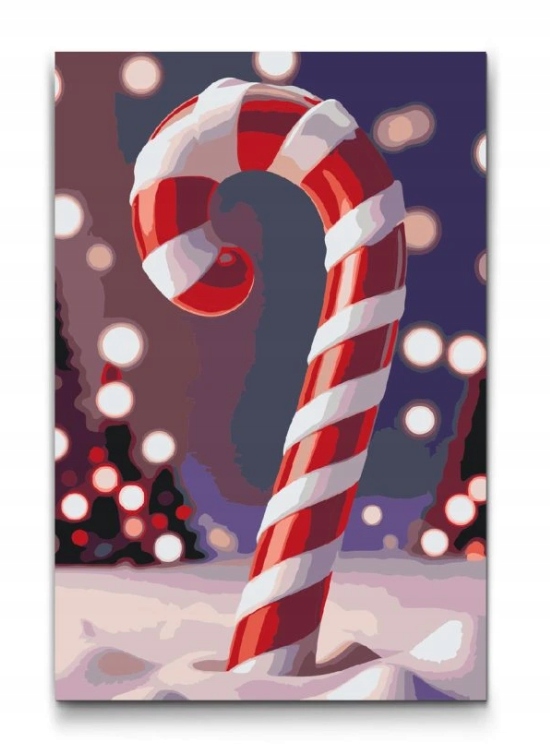 Malování Podle Čísel Lízátko Vánoce Prázdniny Sníh Zima 40x60cm