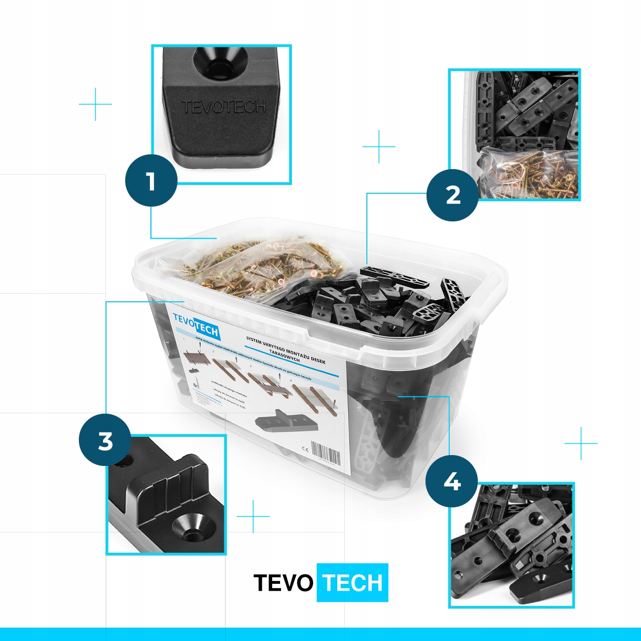 PODKŁADKI UKRYTEGO MONTAŻU DESEK TARASOWYCH UKRYTY MONTAŻ TARAS 100SZT Rodzaj podkładki