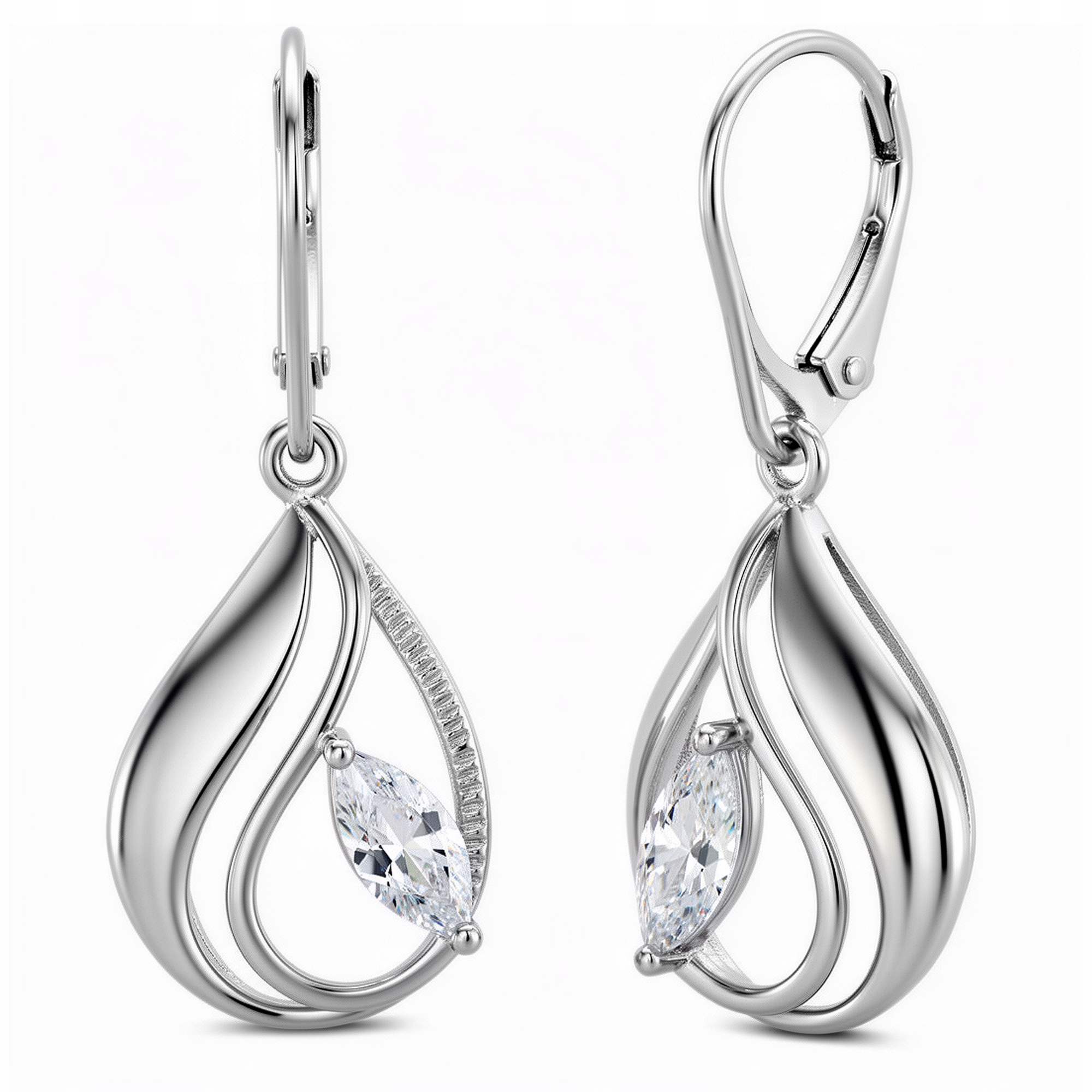 Stříbrné Náušnice S Oxidovanými Kapkami A Zirkony