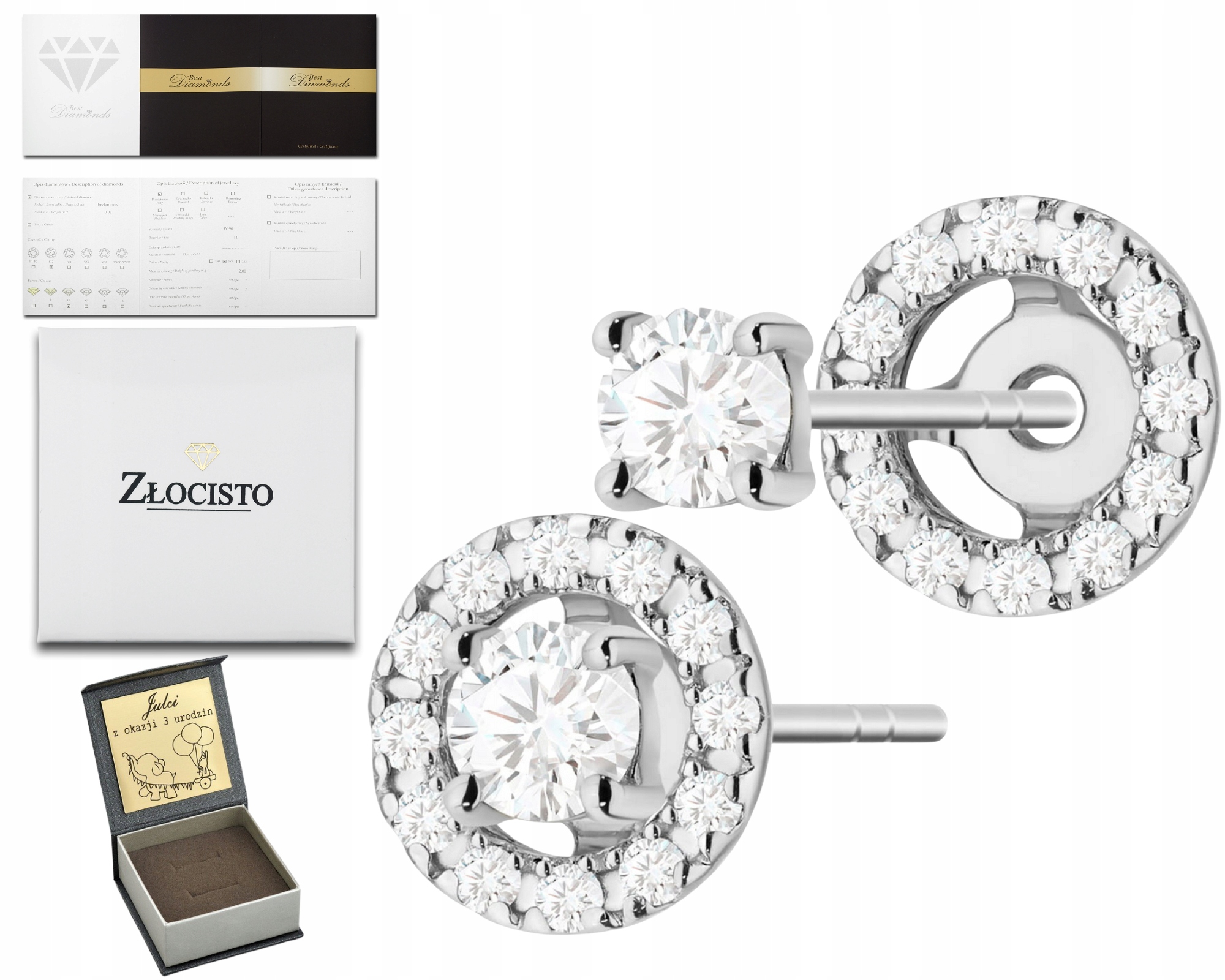 Bílé Zlato Náušnice S Brilianty A Talířkem Na Tyči Zlato 585