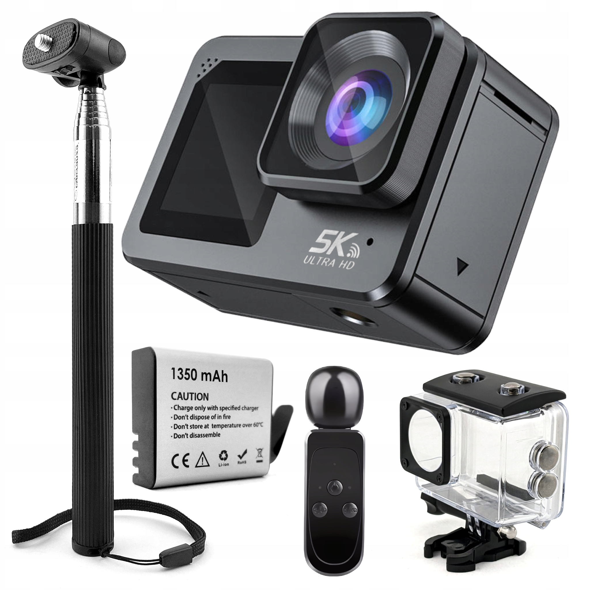 Športová kamera 5K Uhd 60FPS Príslušenstvo WiFi Usb-c Diaľkové ovládanie Stabilizácia
