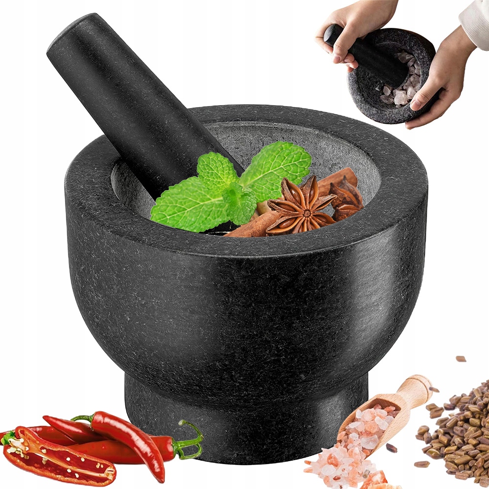 Hmoždíř Z Přírodního Kamene Na Koření, Těžký, Pevný, S Paličkou