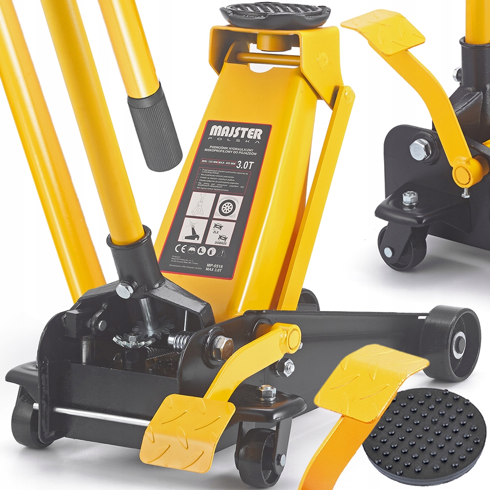 Podnośnik hydrauliczny niskoprofilowy Majster Polska 3T 135-495 mm