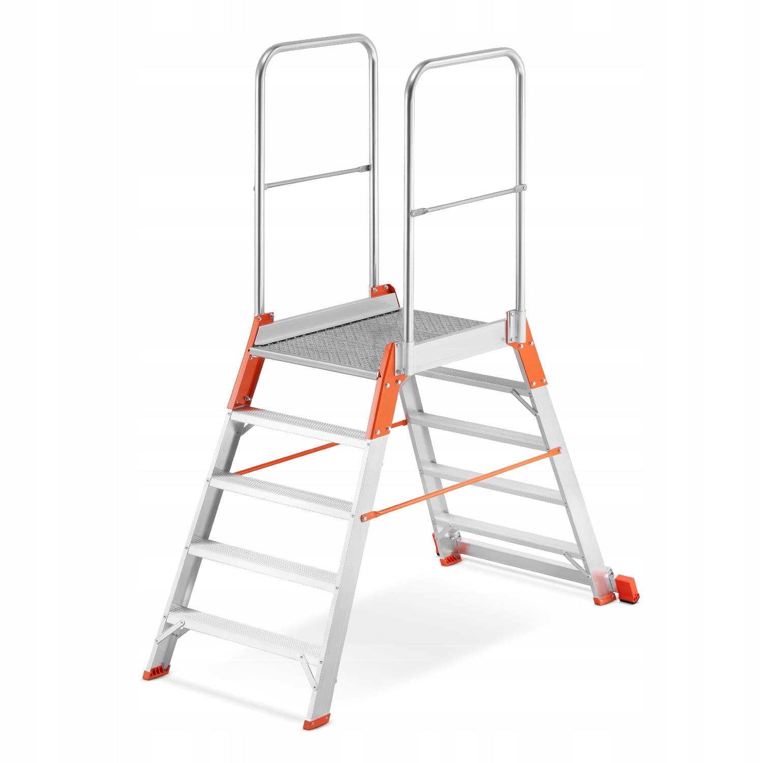 Hliníkový skladový Žebřík , oboustranná plošina , 5 stupňů, 3,08 m, Tuv