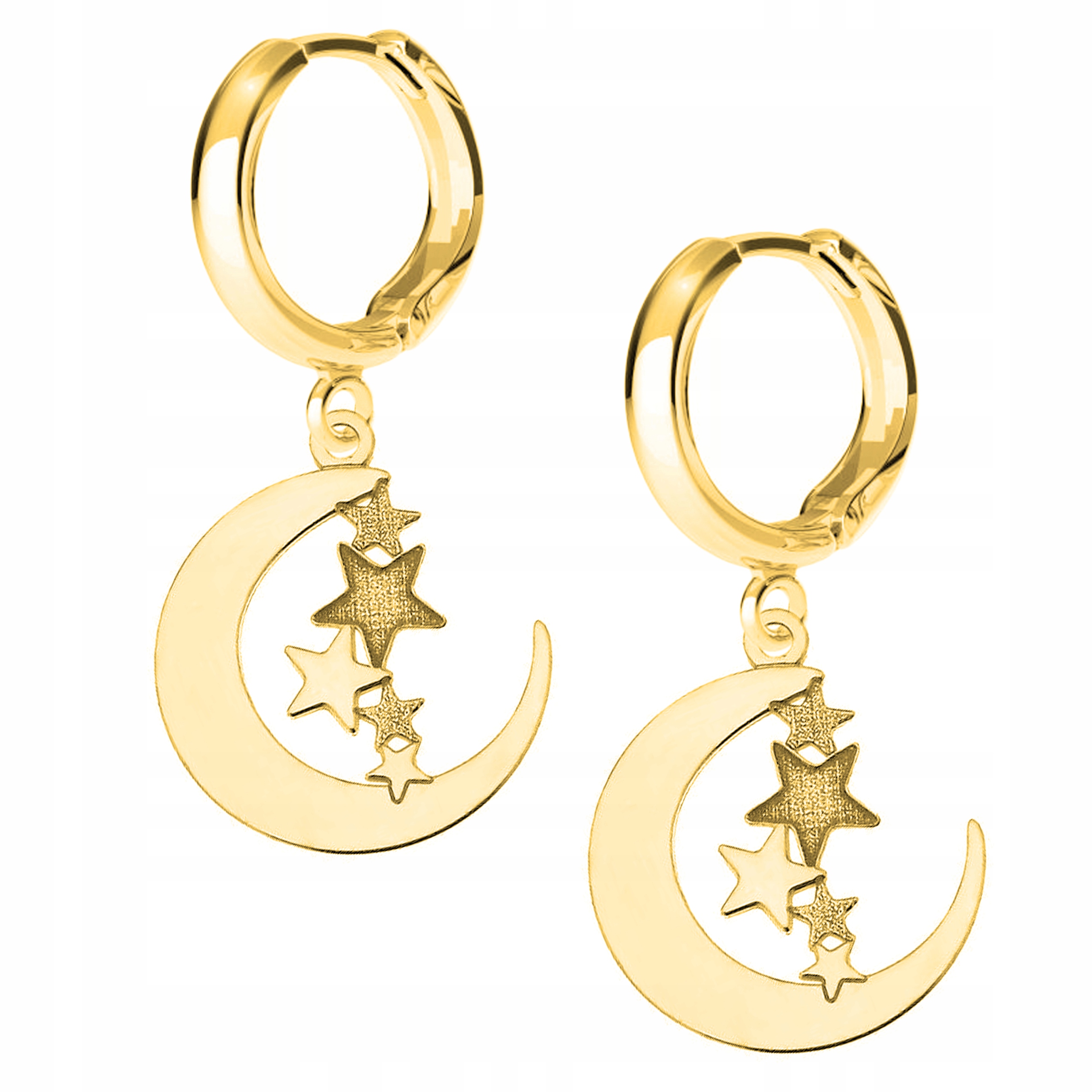 Náušnice zlaté Měsíc Hvězdičky Stars Moon 925