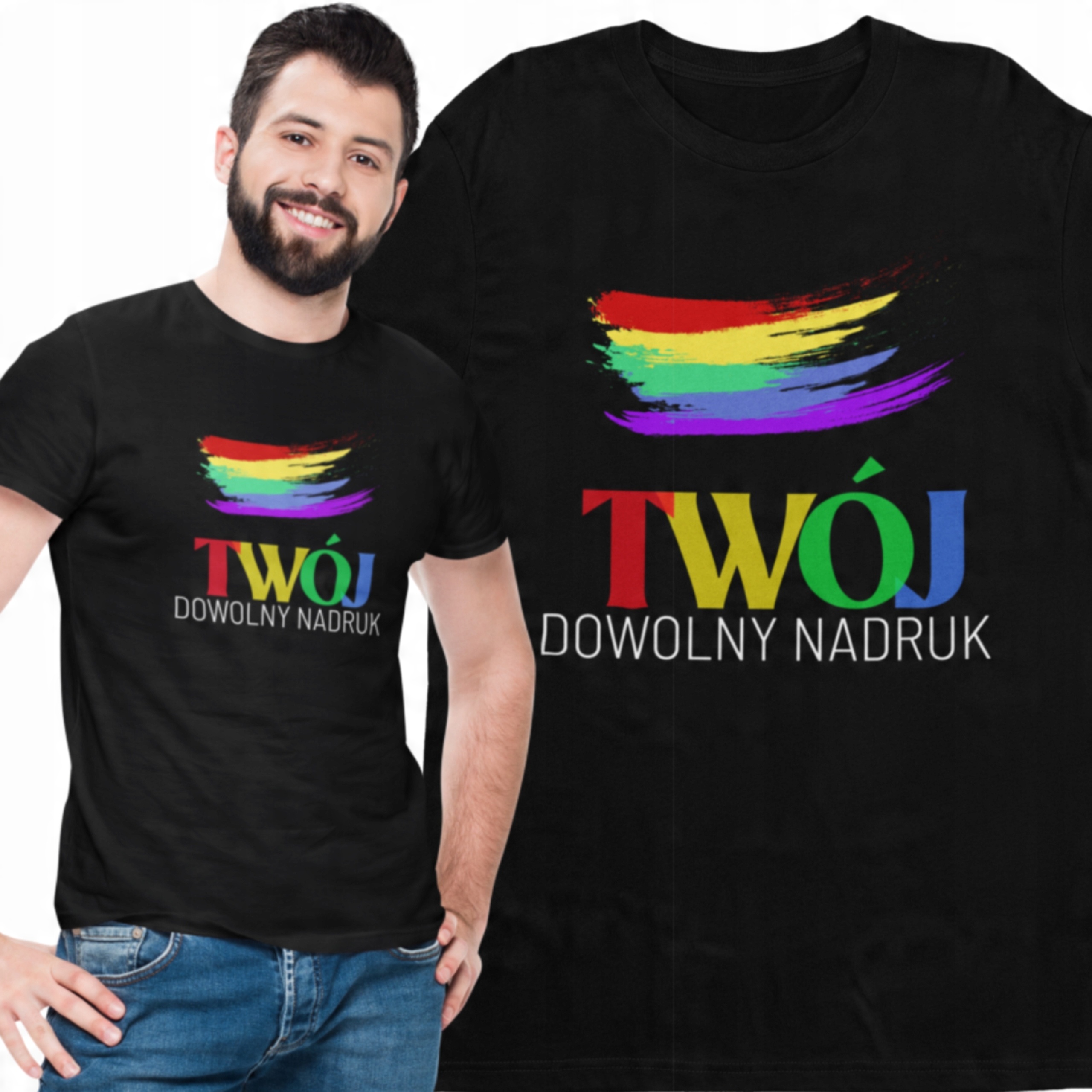 

Koszulka Męska T-shirt Z Własnym Nadrukiem Napisem