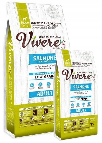 Vivere Dog Medium Adult Salmon Krmivo s lososem 12+3 kg
