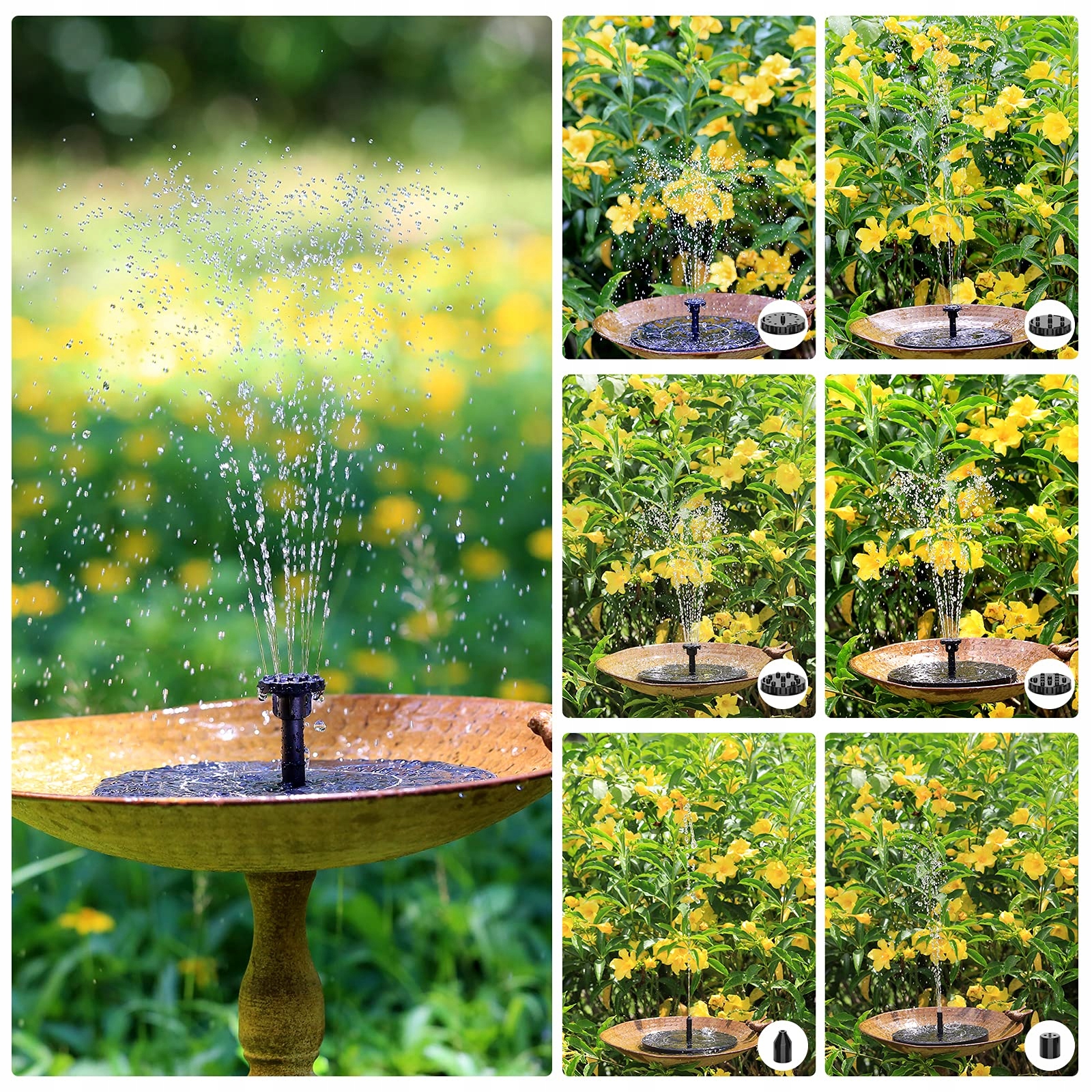 AISITIN 2,5W Solar Fountain Pump for Garden Pond, Floating, 6 Nozzles — miniatura 7