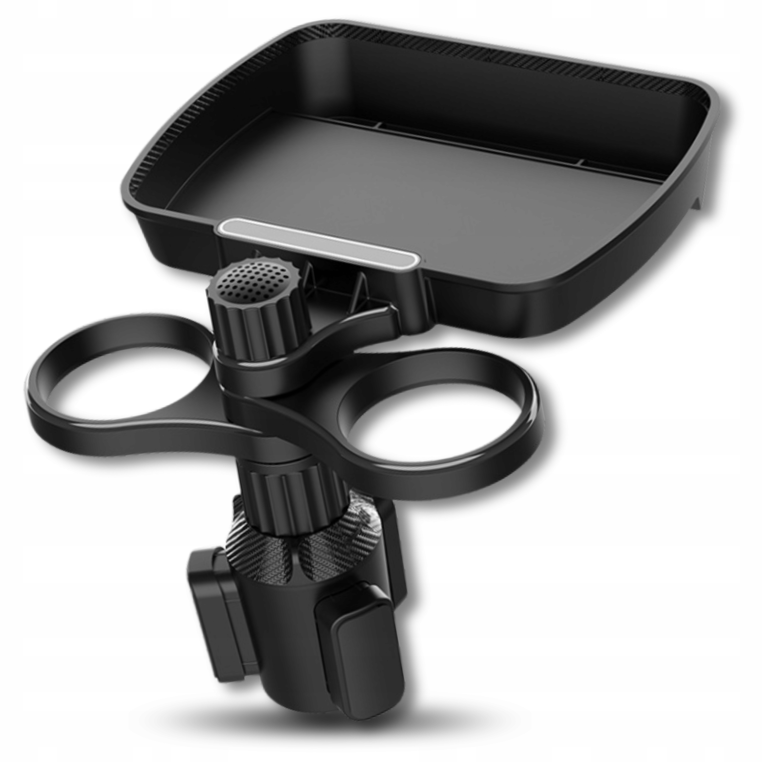 Uchwyt samochodowy na napoje i jedzenie z uchwytem na kubki obrotowy czarny