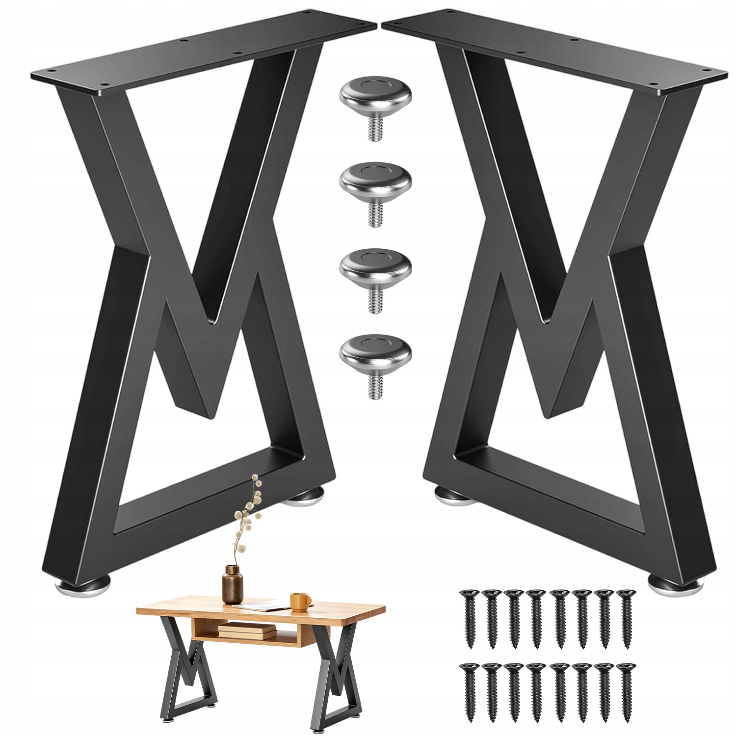 2X Kovové Nohy 40 CM 2KS Černá Pro Stůl Loft Industrial Liter V