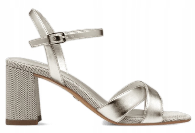 Elegantní Dámské Sandály Na Podpatku Zlaté, Stylové Dámské Tamaris 38