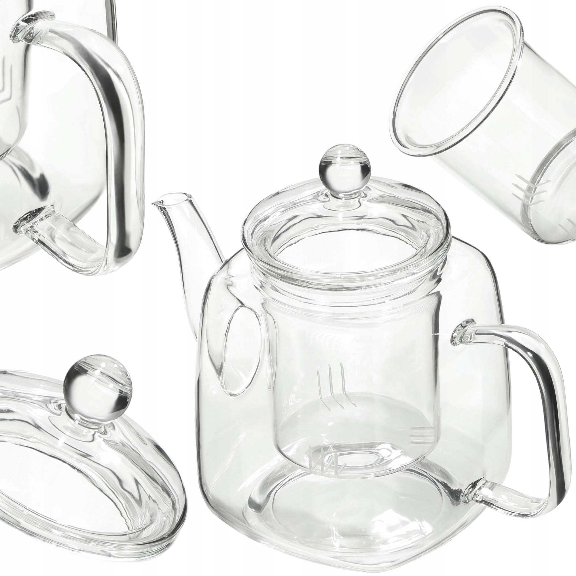 DZBANEK ZAPARZACZ DO HERBATY SZKLANY DO PARZENIA ZIÓŁ Z POKRYWKĄ 1L Materiał szkło