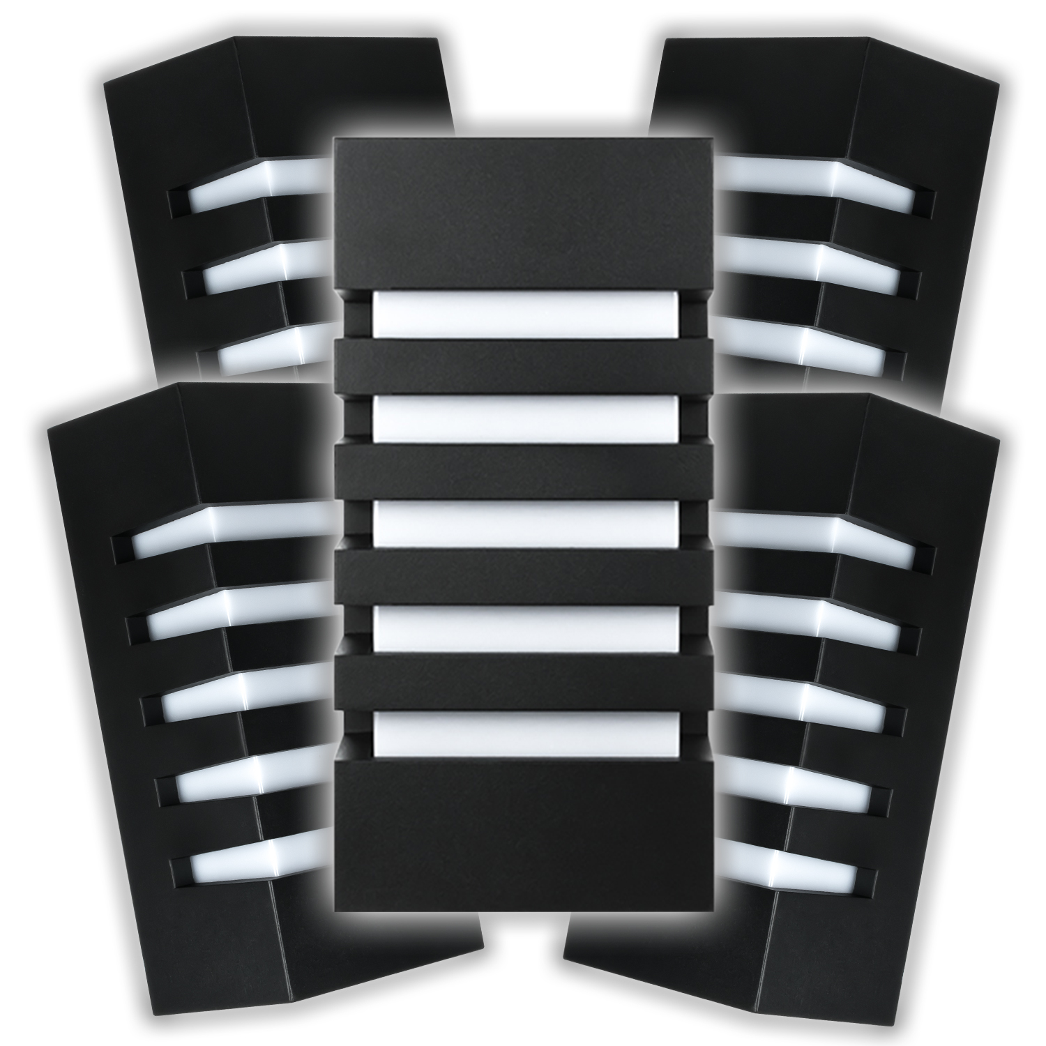 5 x Černá Nástěnná Zahradní Fasádní Lampa IP55 Voděodolná Matná