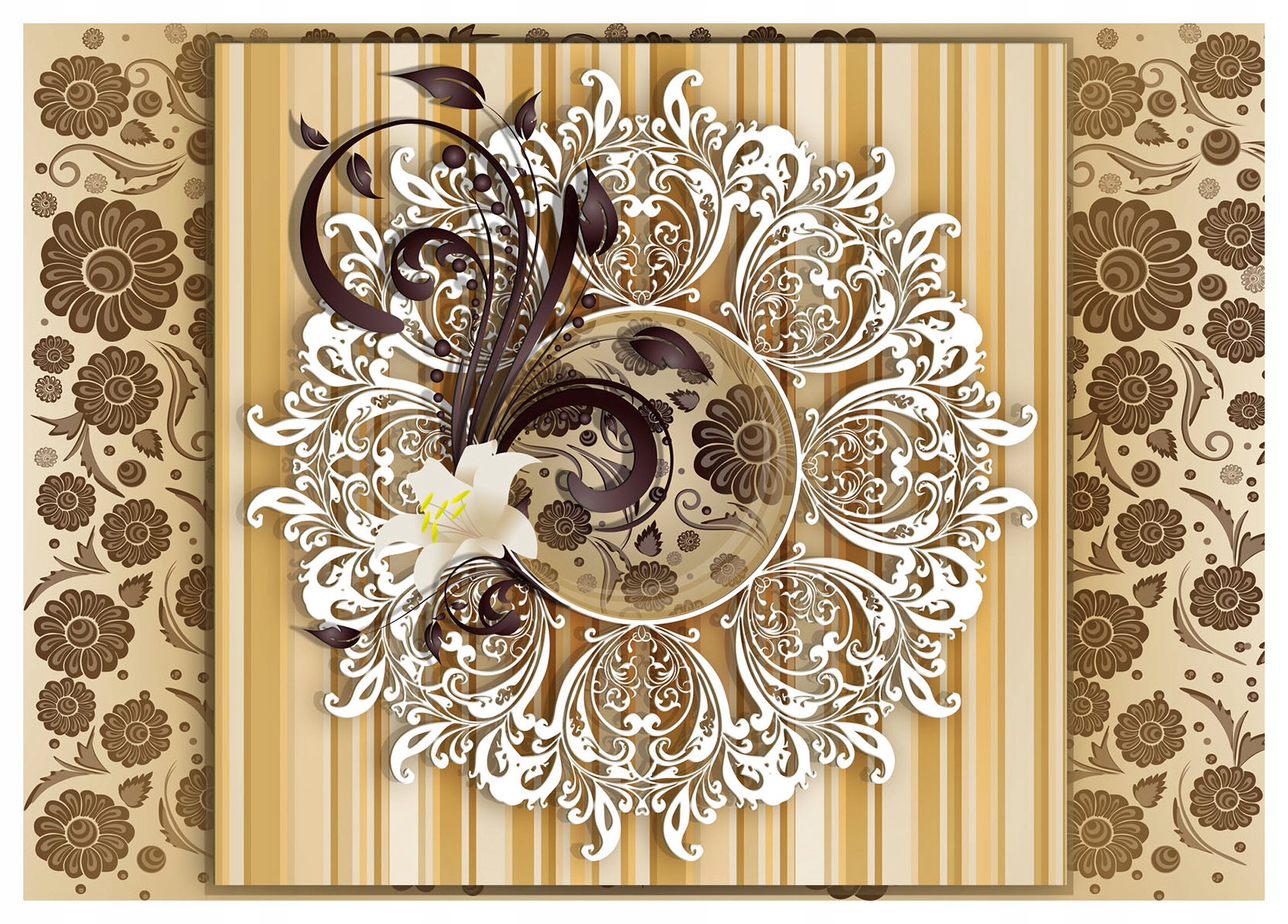 Vliesová fototapeta Lilie Abstrakce a květinový ornament 350x250 lepidlo