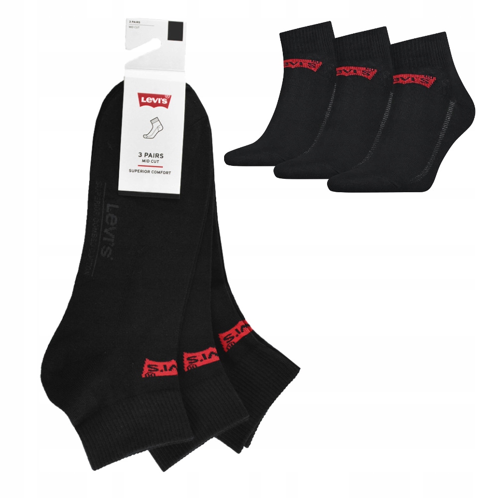 

Levi's Skarpety Męskie Zakostki Jet Black 39/42