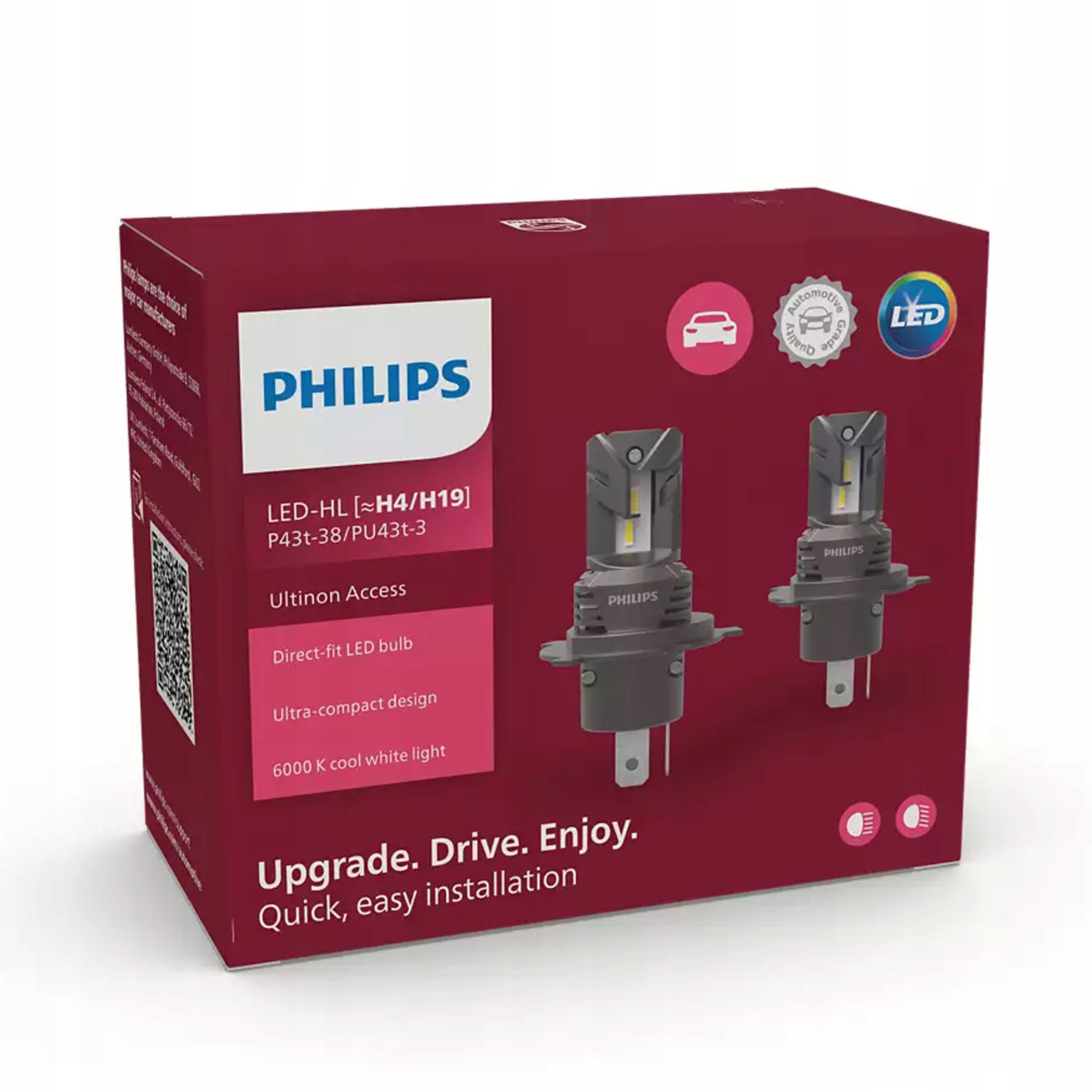 PHILIPS ŻARÓWKI LED H4 / H19 ULTINON ACCESS PLUG&PLAY 6000K GWARANCJA Producent Philips