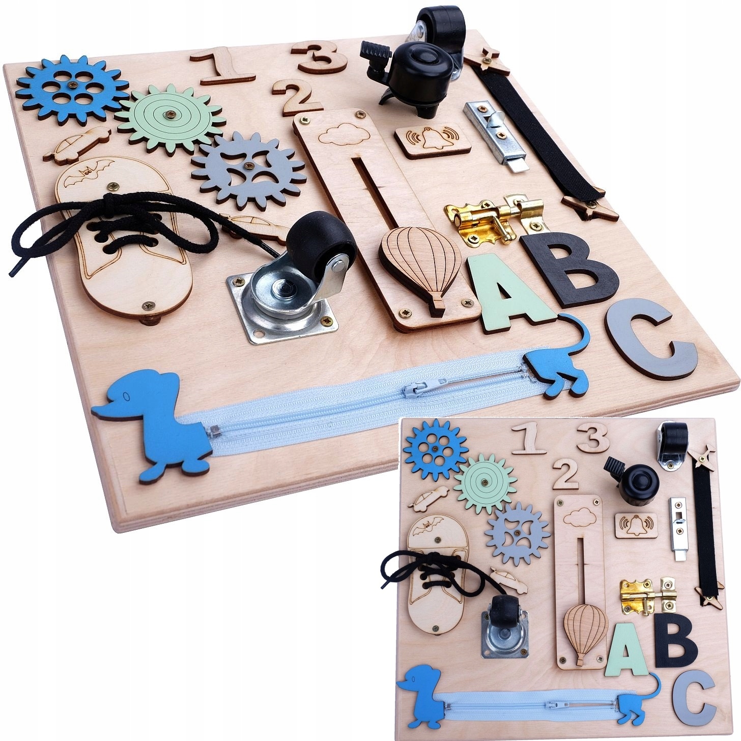 

Tablica Manipulacyjna Drewniana Sensoryczna 10W1