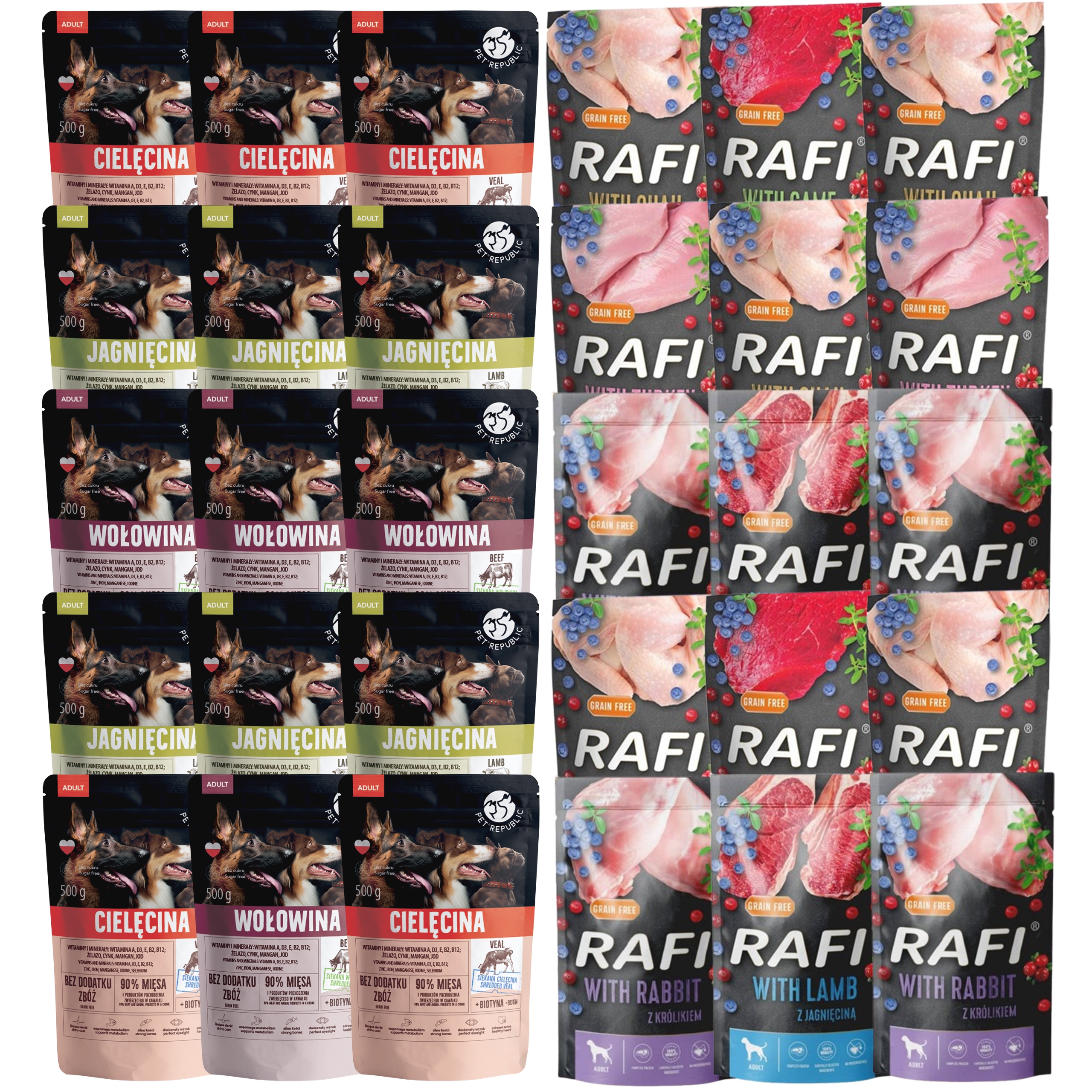 Levně Dolina Noteci Rafi Pet Republic Krmivo mokré pro psa mix chutí 30 x 500 g