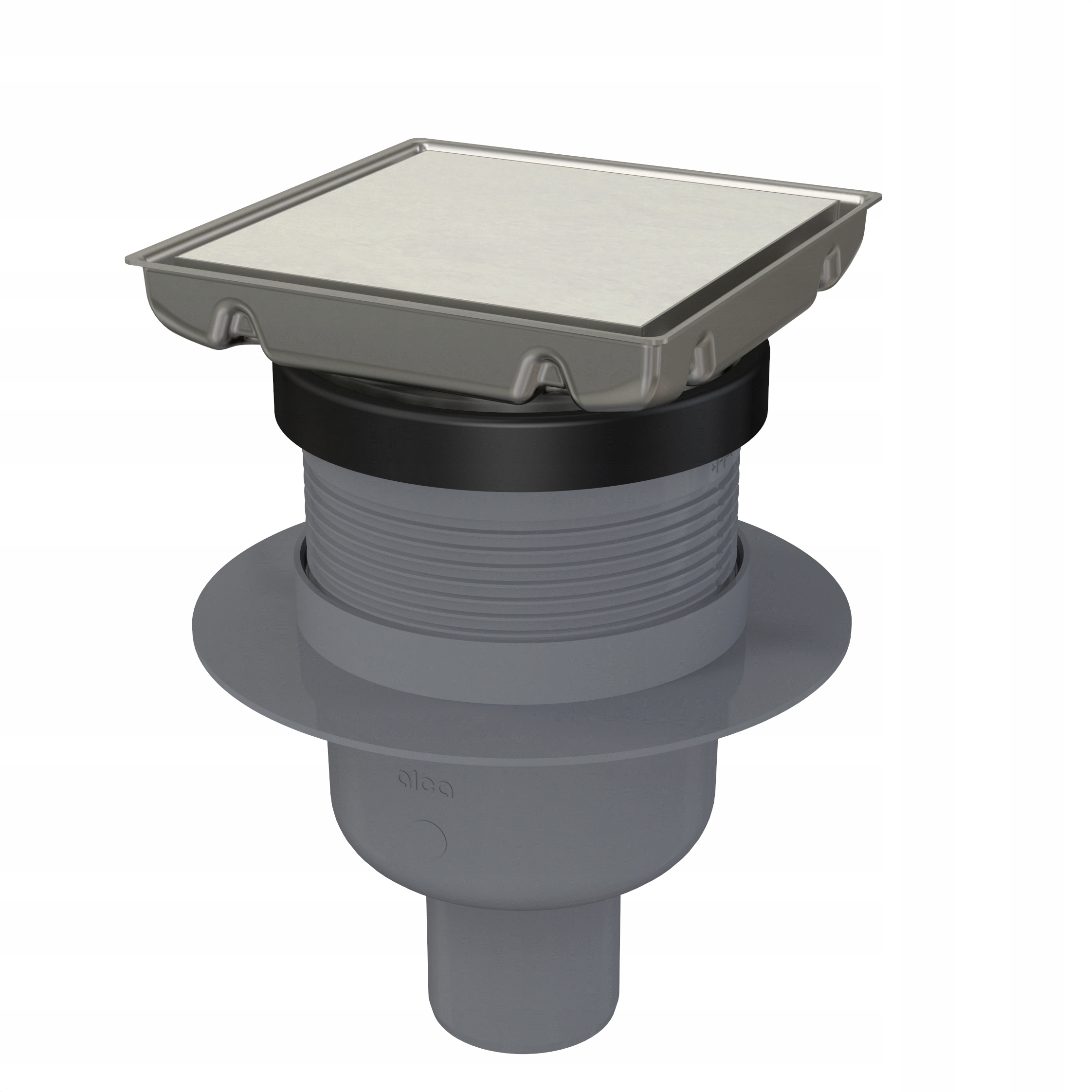 Tekutá mřížka 130 x 130 mm, vertikální odtok, oboustranná, nerezová
