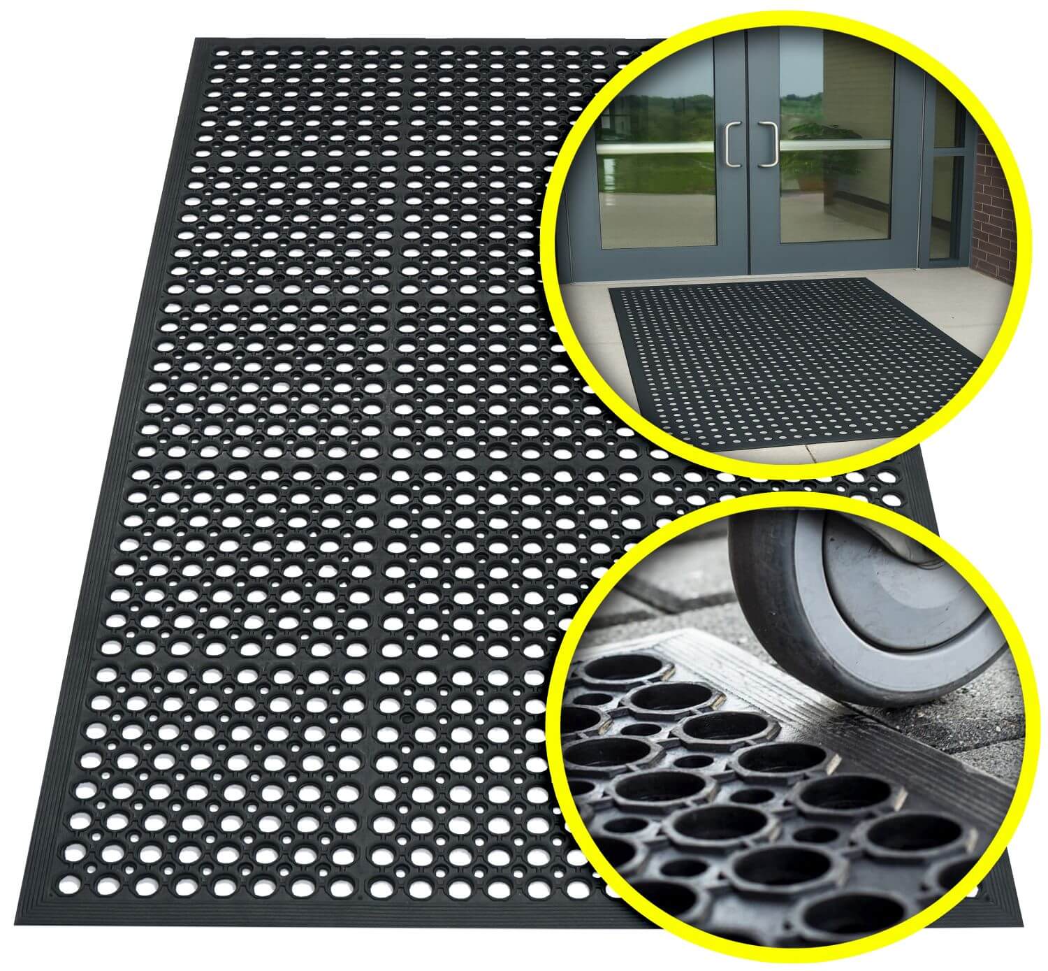 Gumová Rohožka S Vnějším Nájezdem Prolamovaná Pod Dveře Rohož 90X150