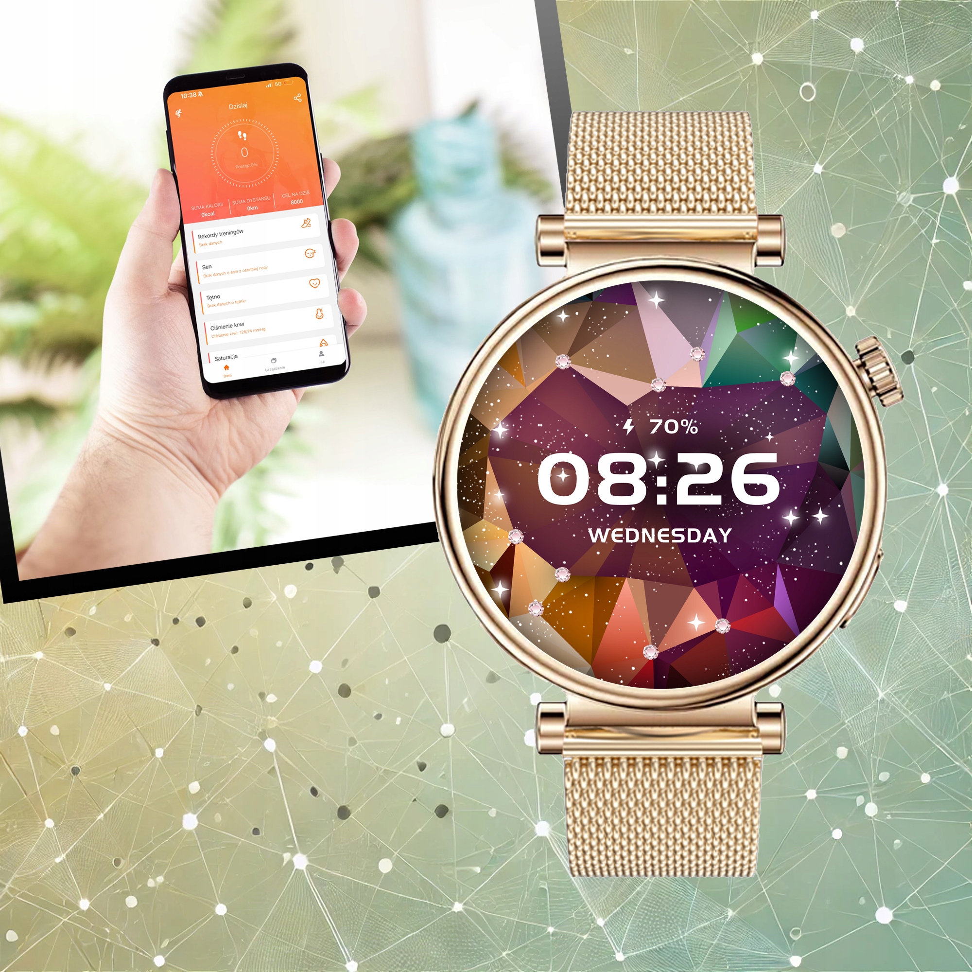 SMARTWATCH ZEGAREK DAMSKI OLED MENU PL ROZMOWY POWIADOMIENIA SPORT 4 PASKI EAN (GTIN) 5906884048440