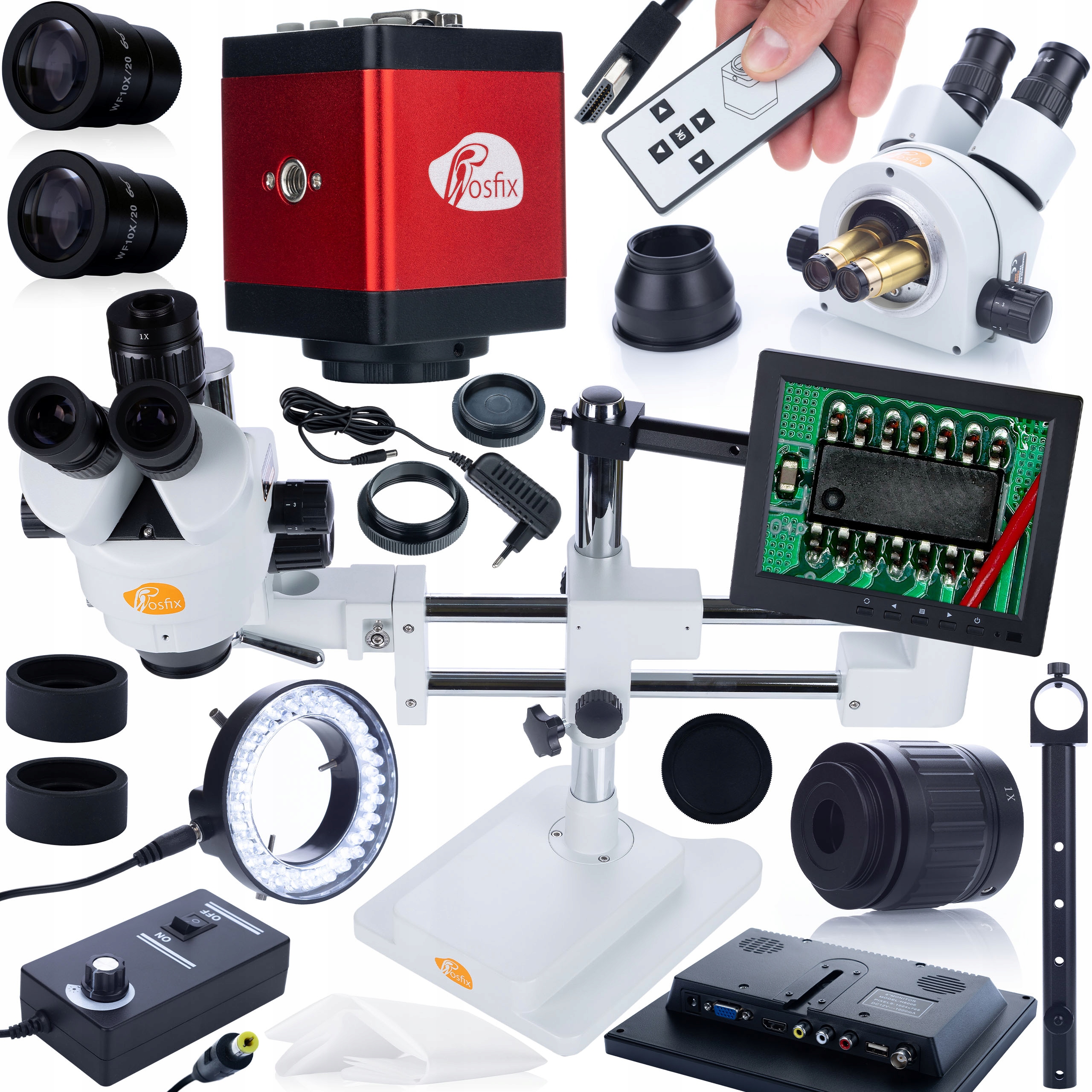 Stereoskopický Mikroskop Trinokulární Jeřáb Držák Displej Kamera