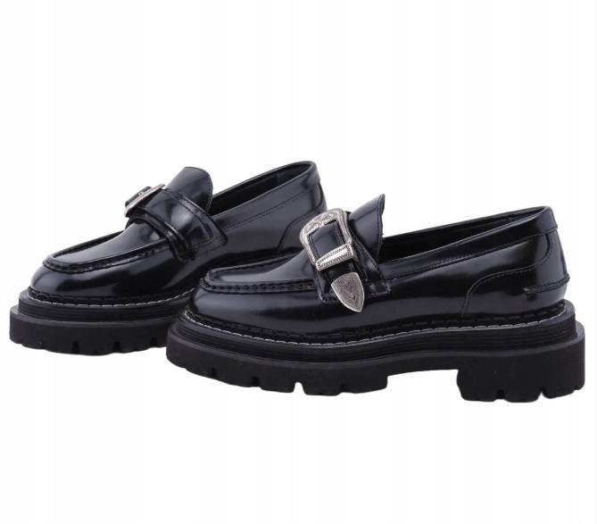 Sandro Černé Mokasíny S Přezkou A Přírodní Kůží 38 3CB