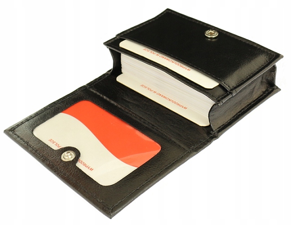 WIZYTOWNIK ETUI SKÓRA SKÓRZANY KARTY 6 KOLORY PL Odcień zieleń butelkowa