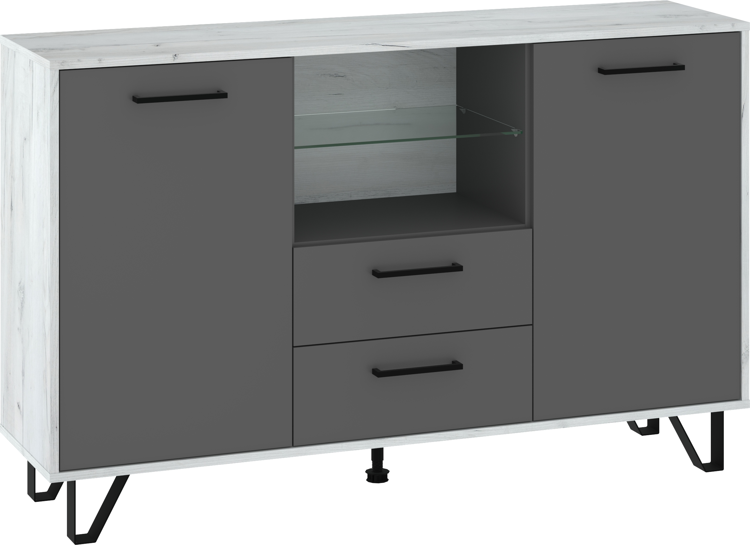 Komoda Boss 2D2S BOS-03 craft bílá/grafit 140 cm