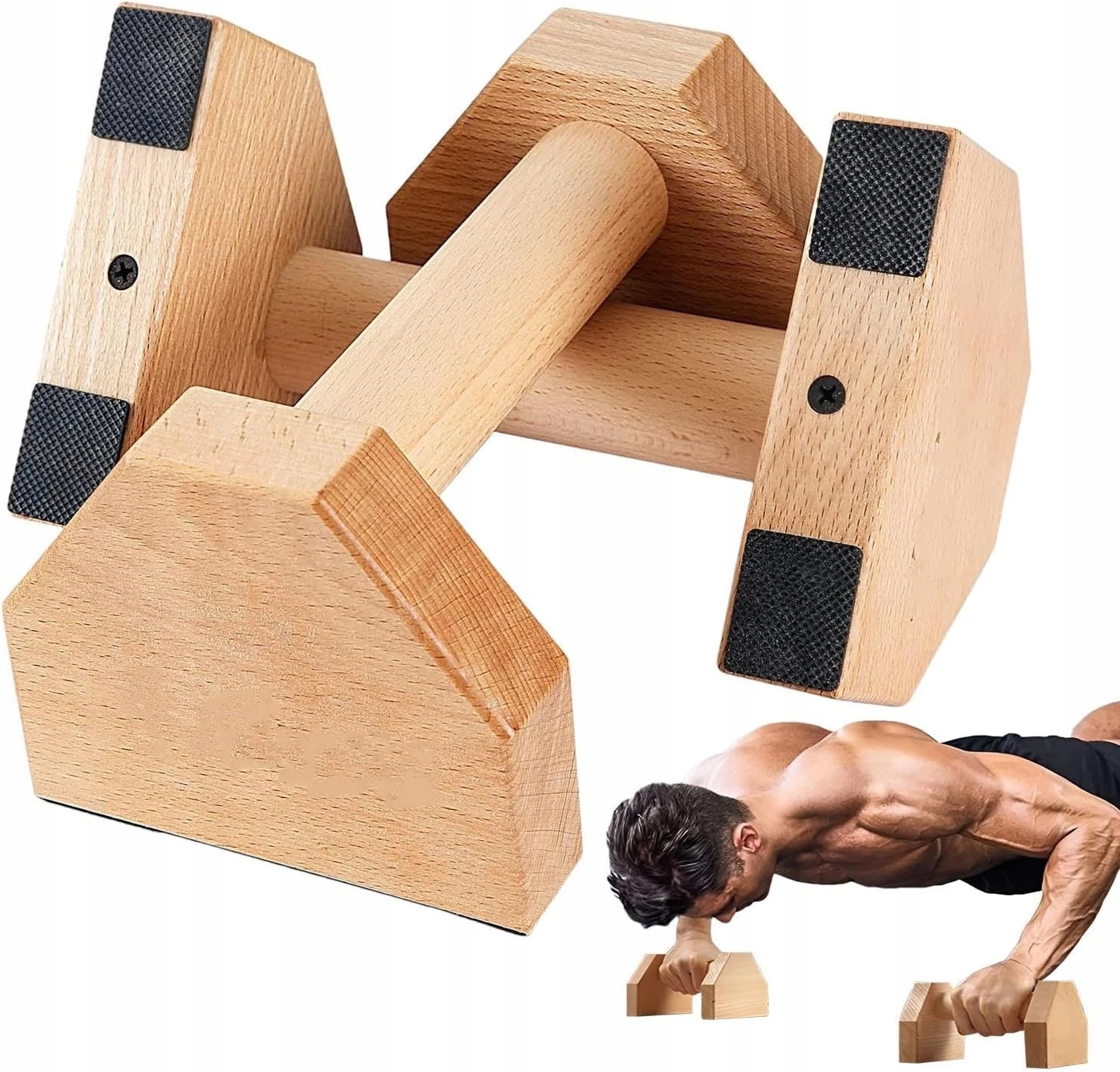 Paraletki Wysokie Drewniane Uchwyty Do Pompek Kalisteniki Mocne 25CM Gumki