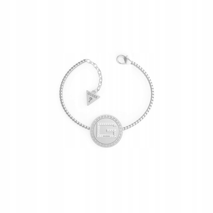 Dámský stříbrný náramek Guess zirkon, kolečko 19 Cm
