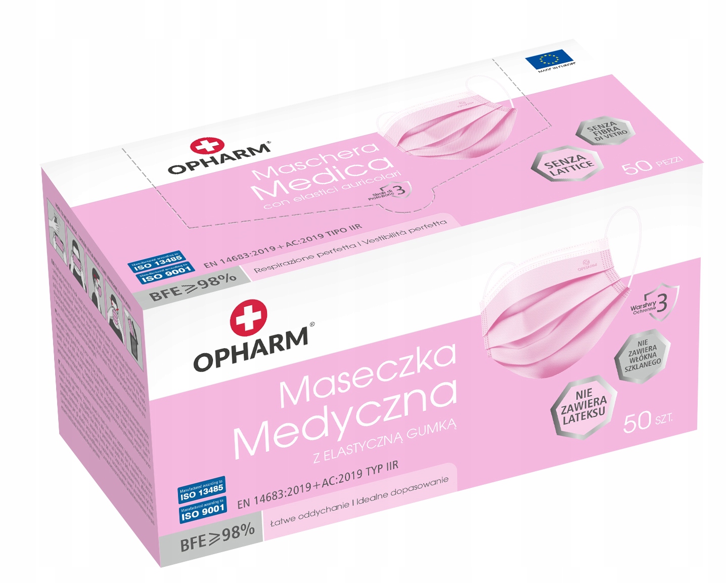 

Maska Maseczka chirurgiczna pastelowy róż 50szt