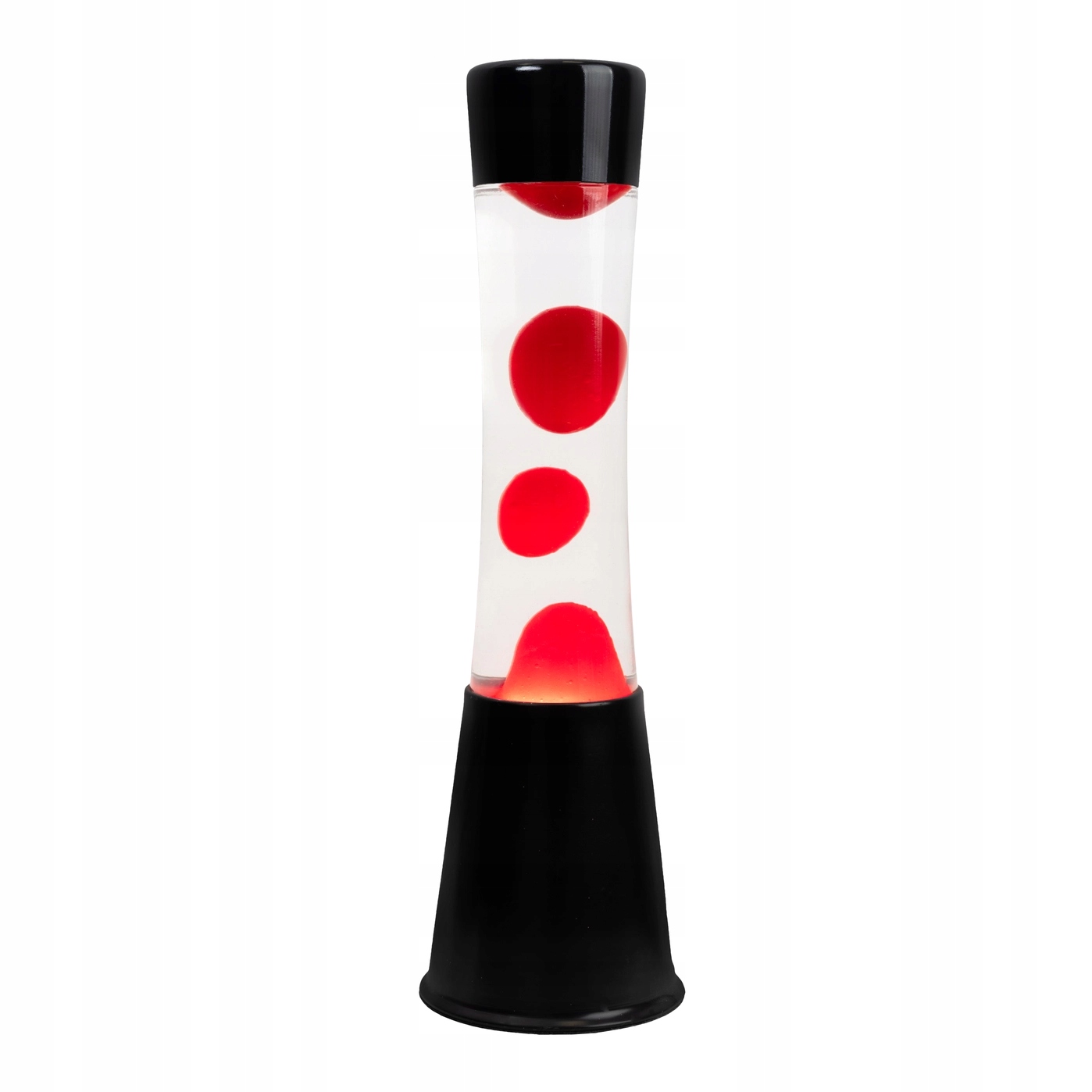 Lampa lava lawowa Retro – czerwona lawa, czarna podstawa – 39,5 cm